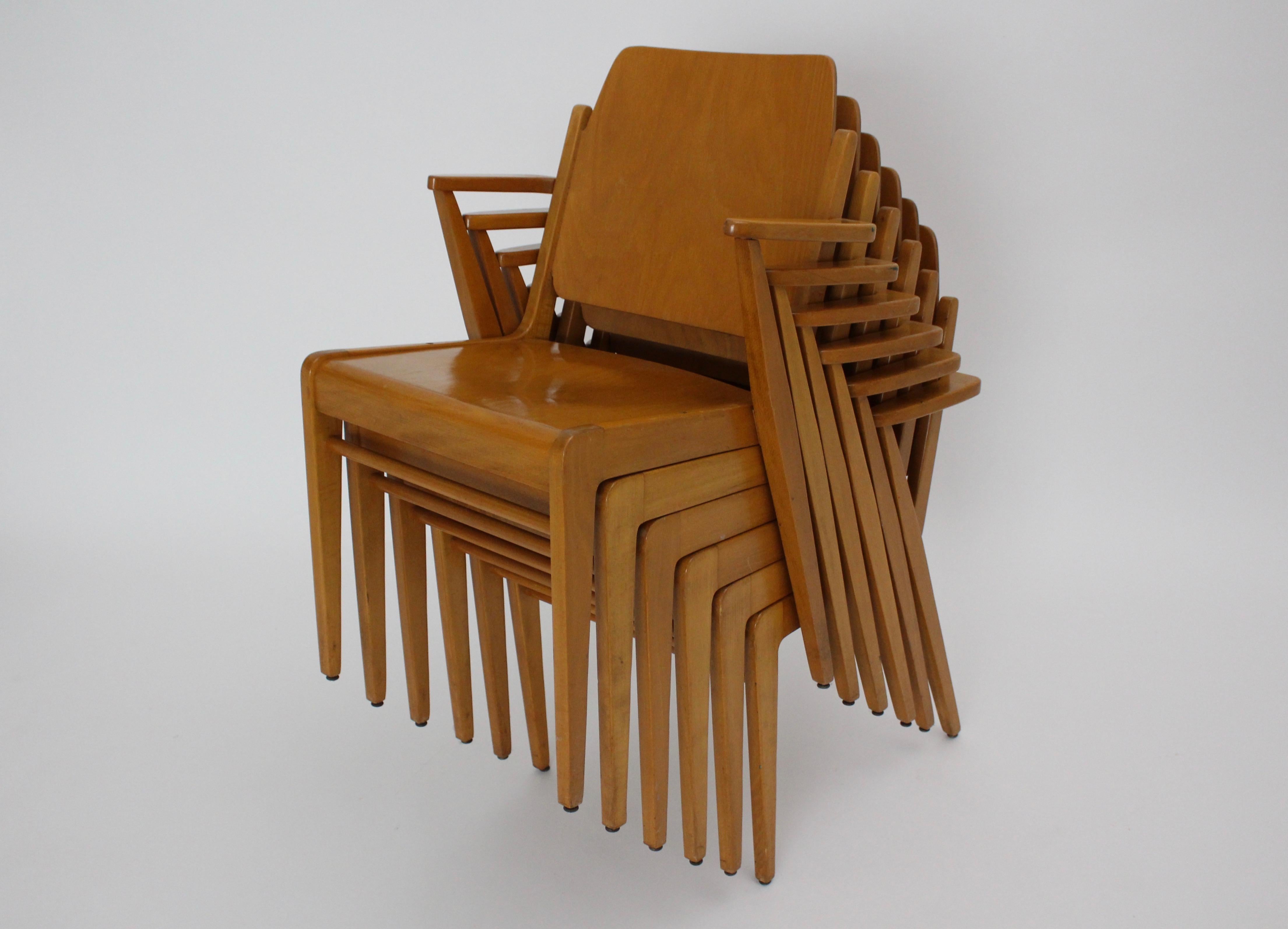 Esszimmerstühle aus Buchenholz Austro by Franz Schuster Wien 1959 Sechser-Set im Angebot 3