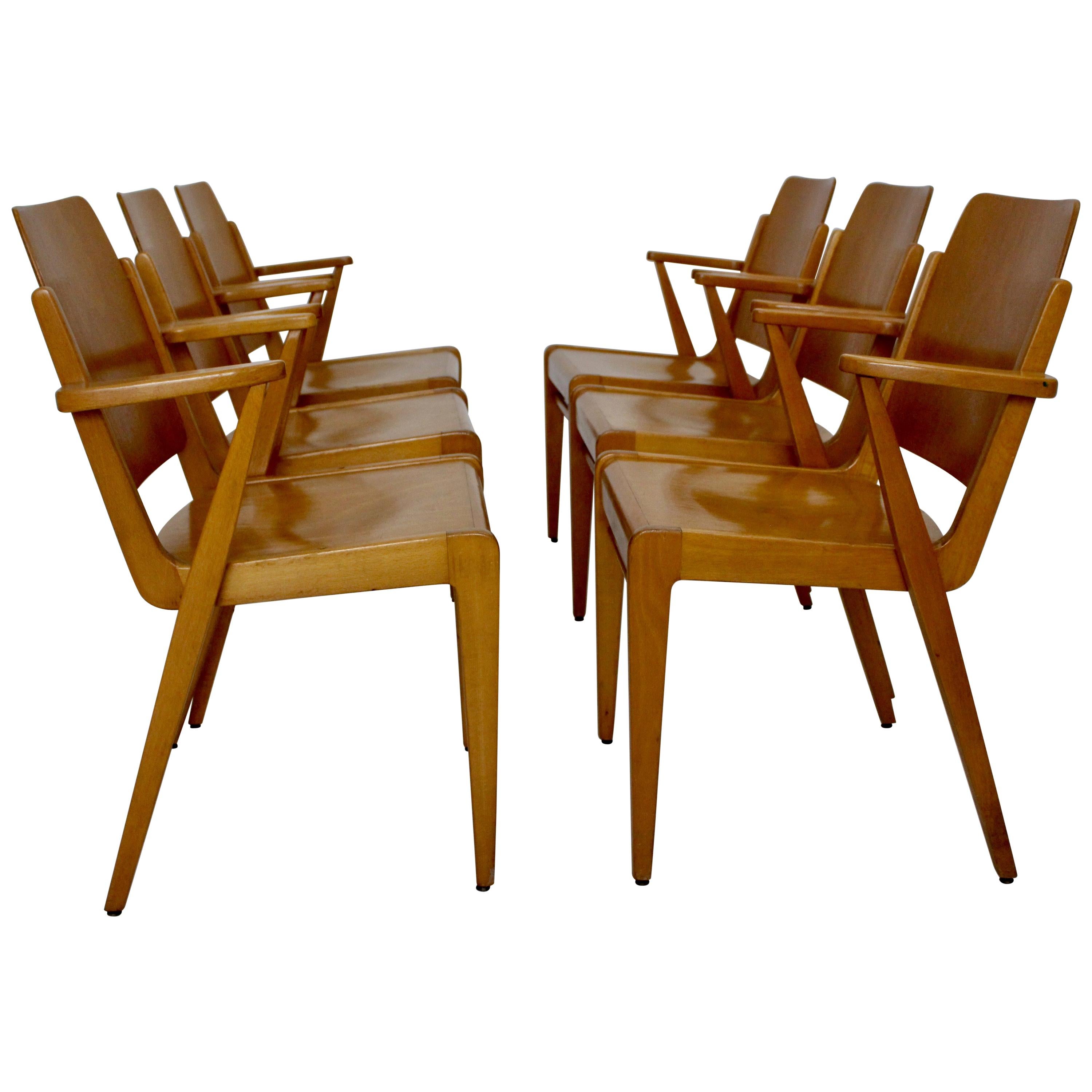 Beechwood Dining Room Chairs Austro by Franz Schuster Vienna 1959 Set of Six For Sale