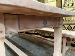 Beechwood Farmhouse Table and Benches, 20th Century