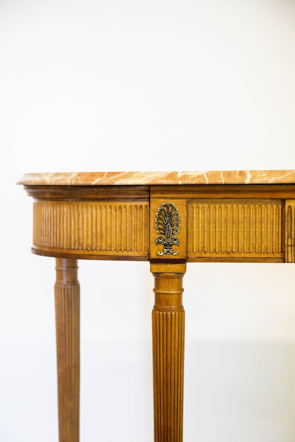 English Beechwood Marble Top Console