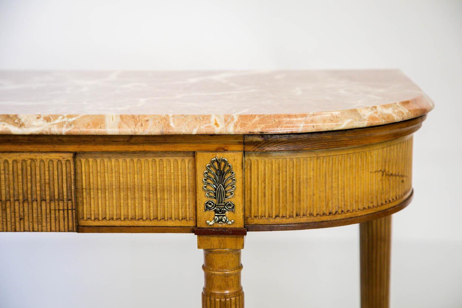 Late 19th Century Beechwood Marble Top Console