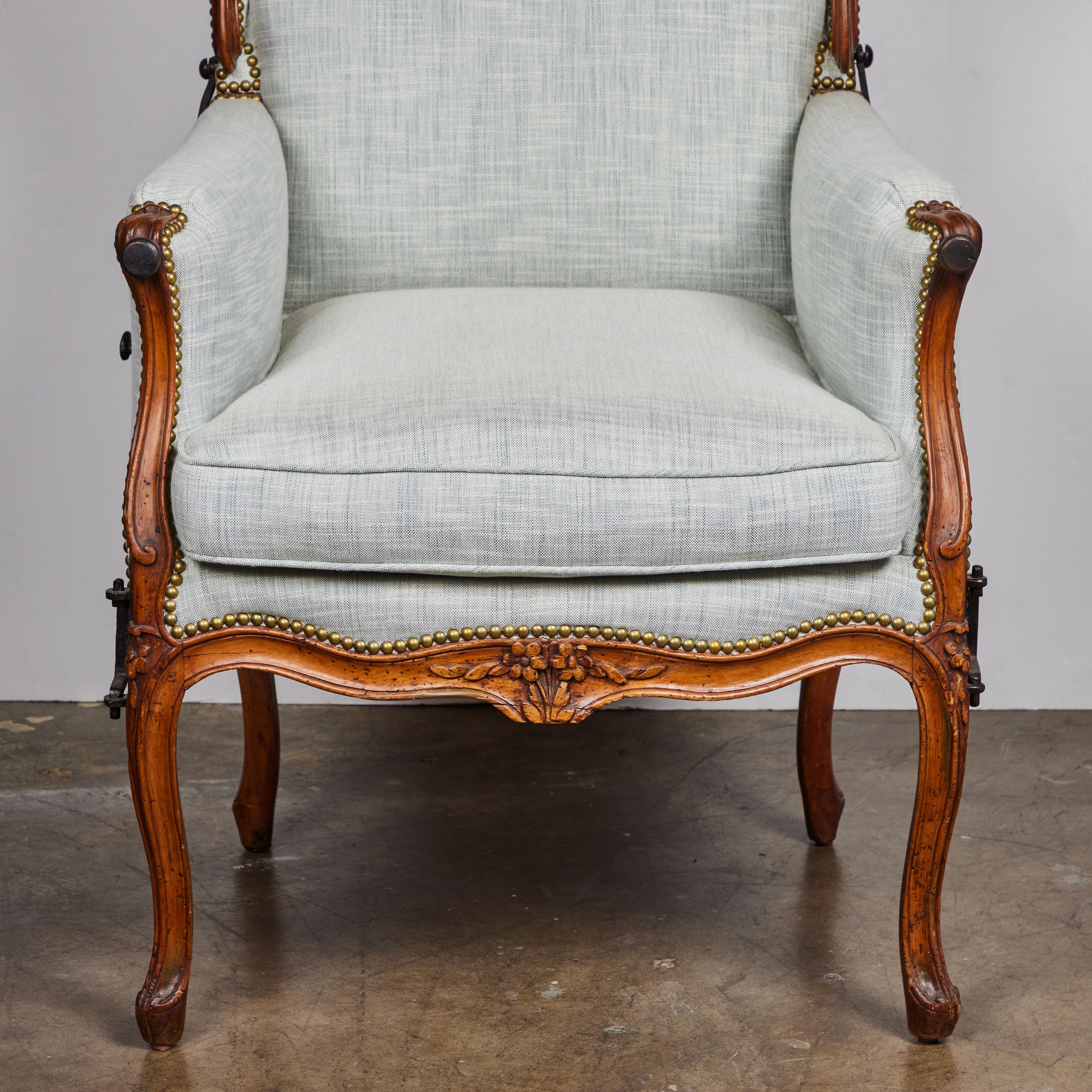 French Beechwood Ratchet Wing Chair For Sale