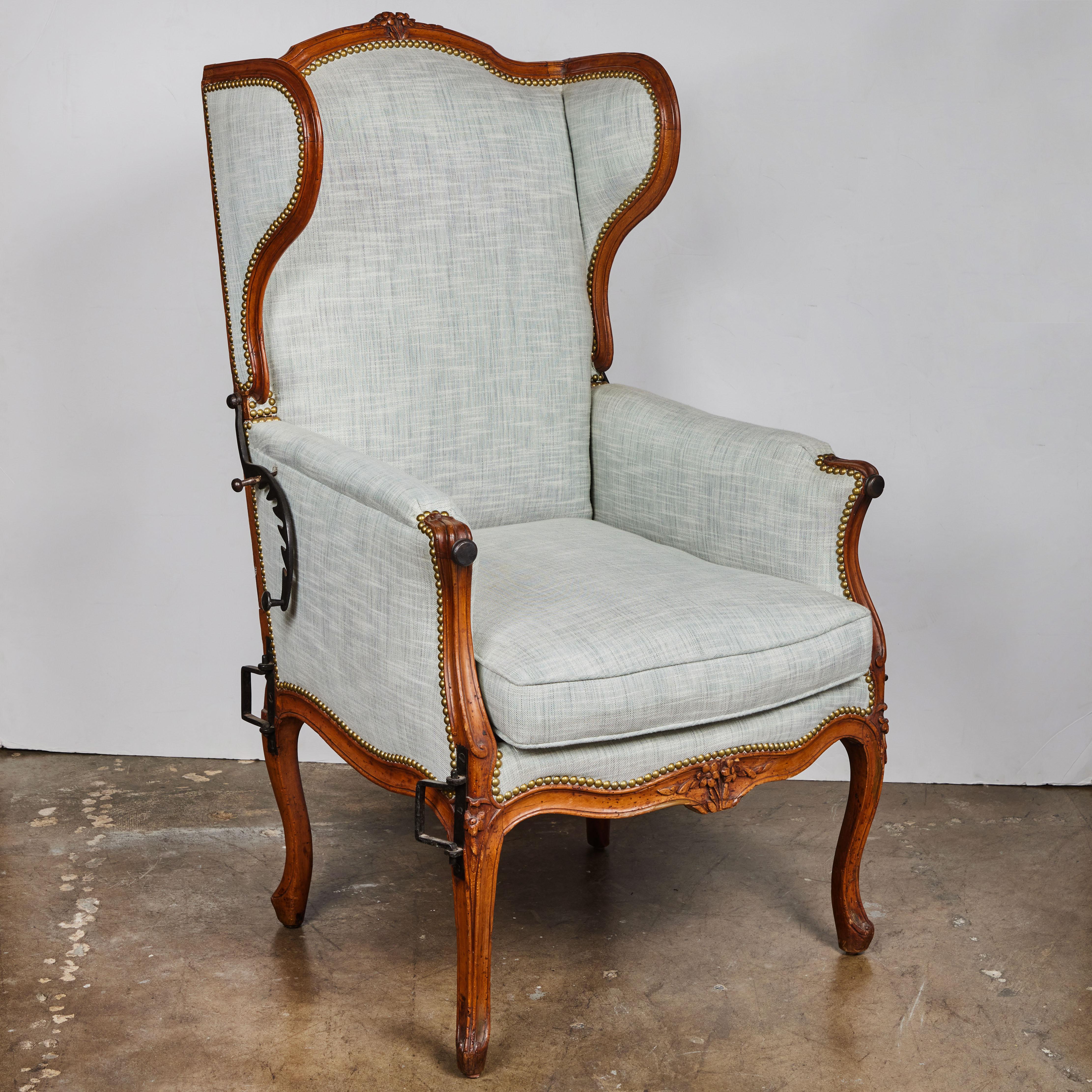 18th Century Beechwood Ratchet Wing Chair For Sale