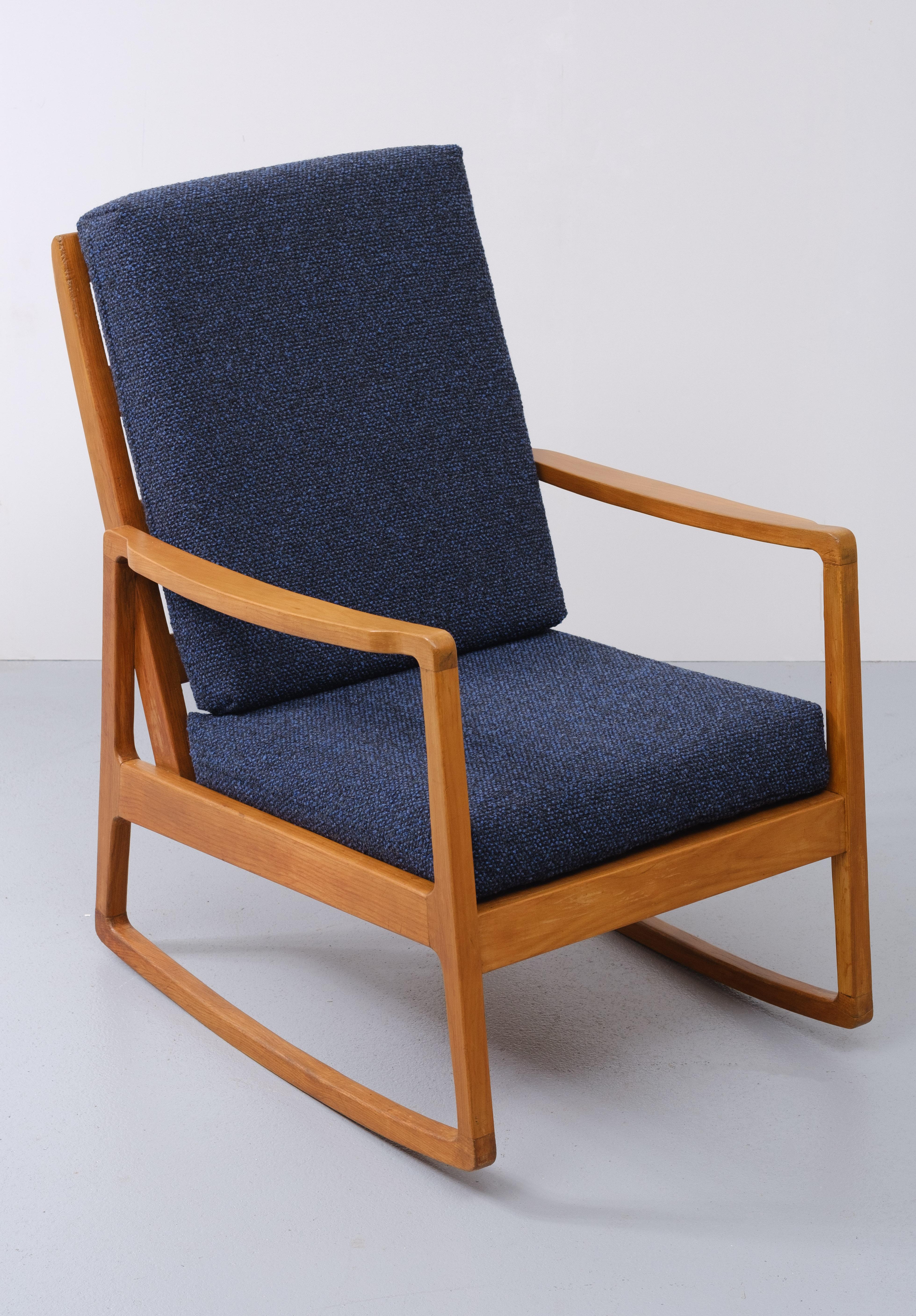 Danish Beechwood Rocking Chair Ole Wanscher 1960s 