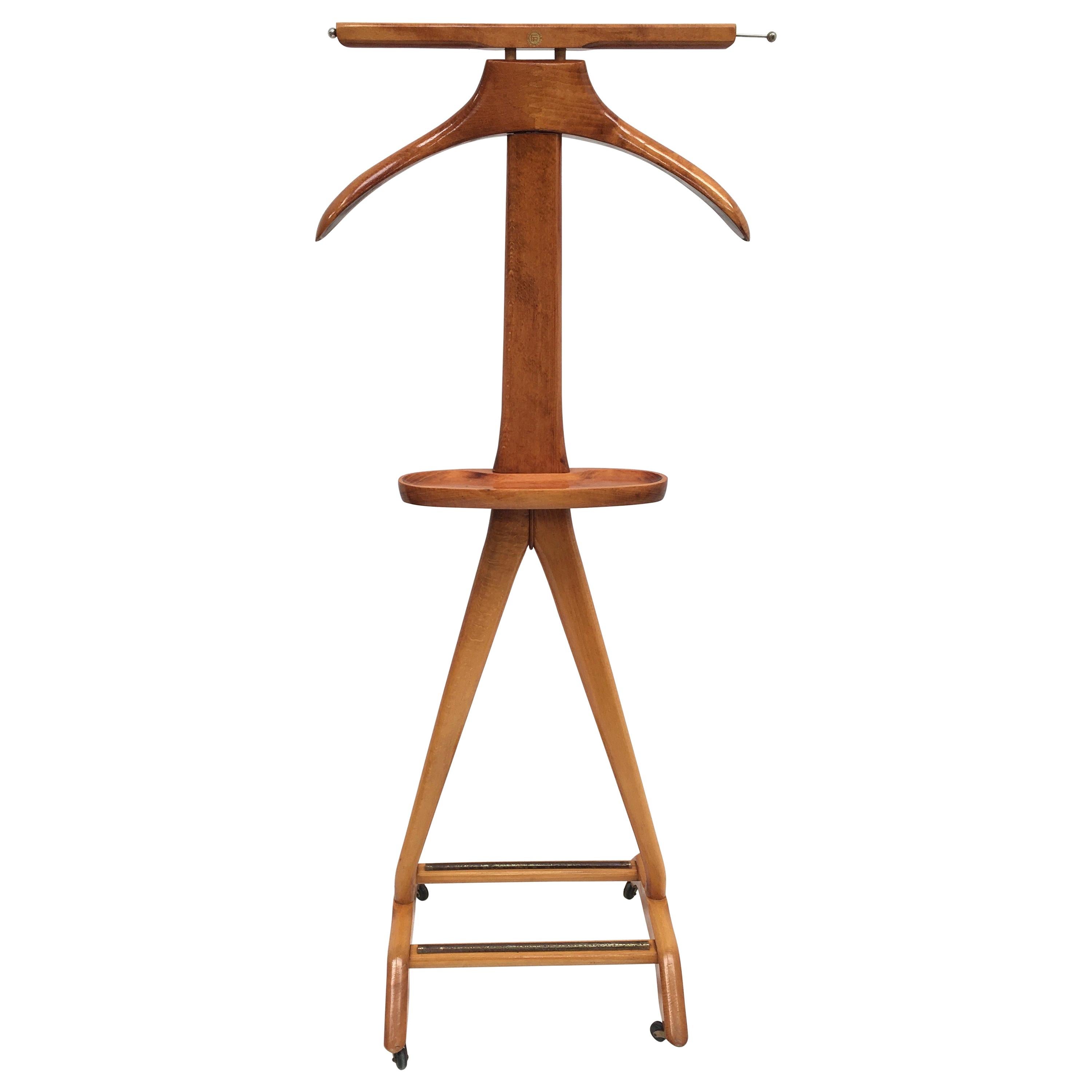 Beechwood Valet Stand by Fratelli Reguitti in Style of Ico Parisi, Italy, 1950s