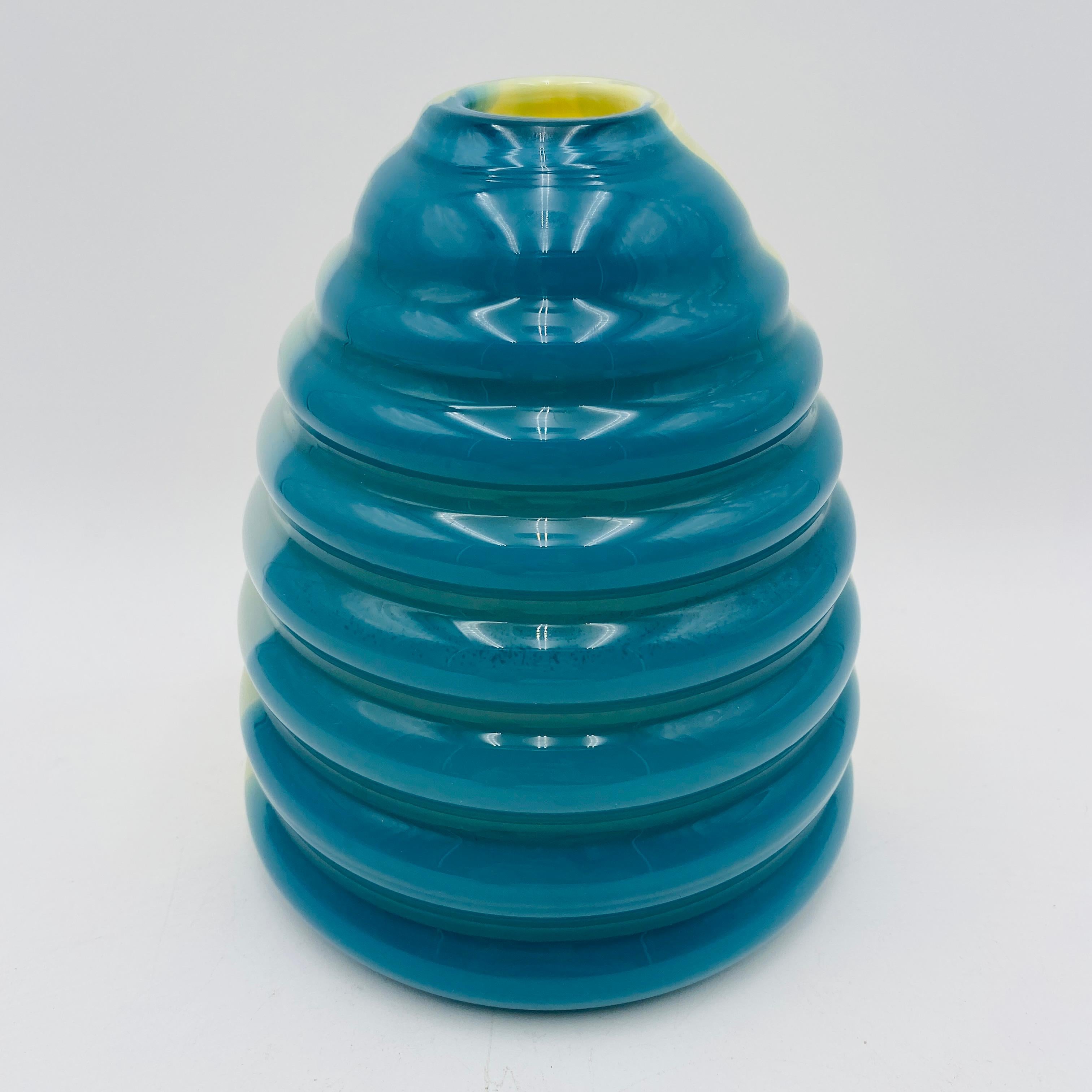 Unknown Beehive Blown Glass Vase Signed For Sale