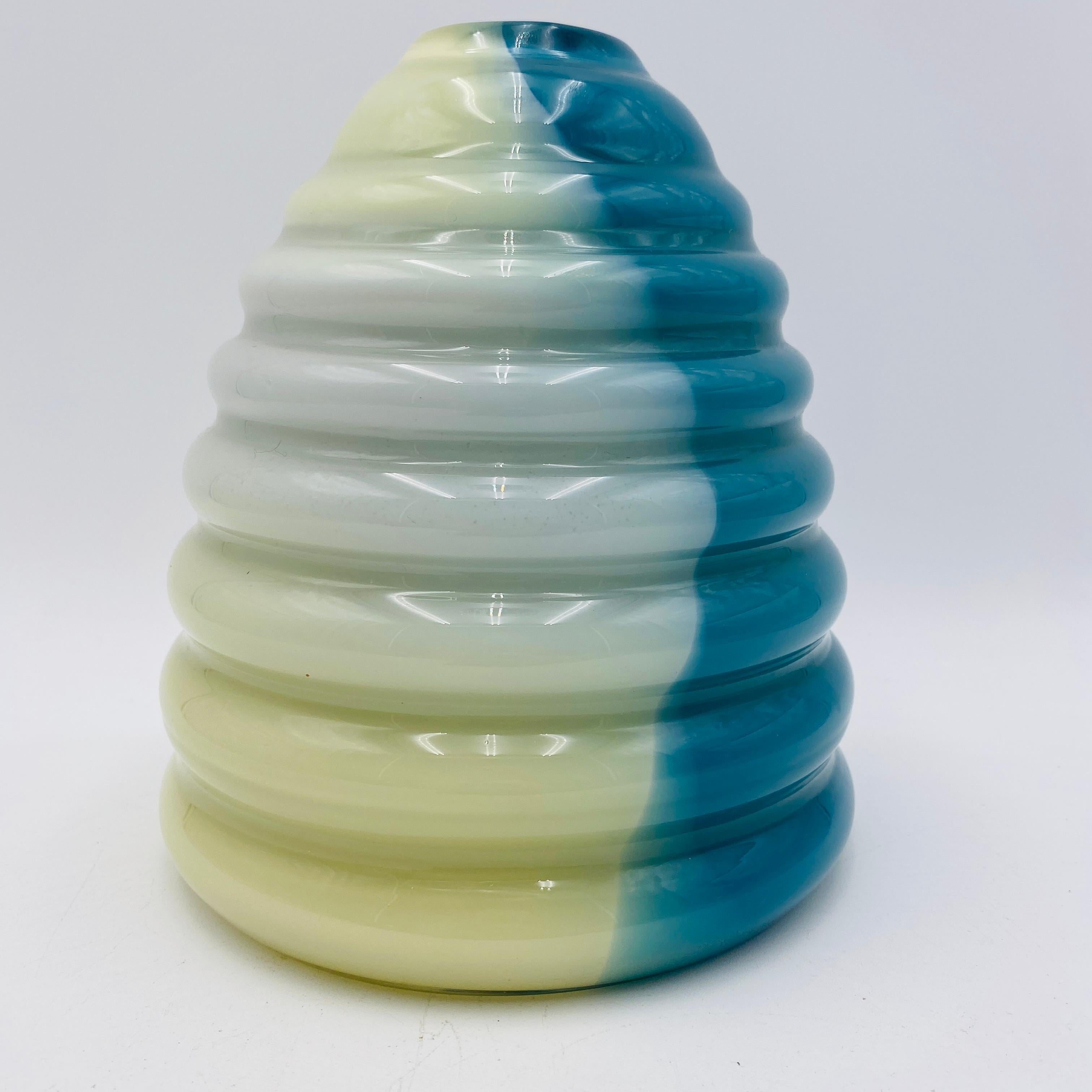 Beehive Blown Glass Vase Signed For Sale 1