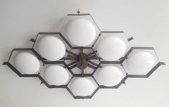 Italian Beehive Murano Glass Shade Flush Mount by Fabio Ltd