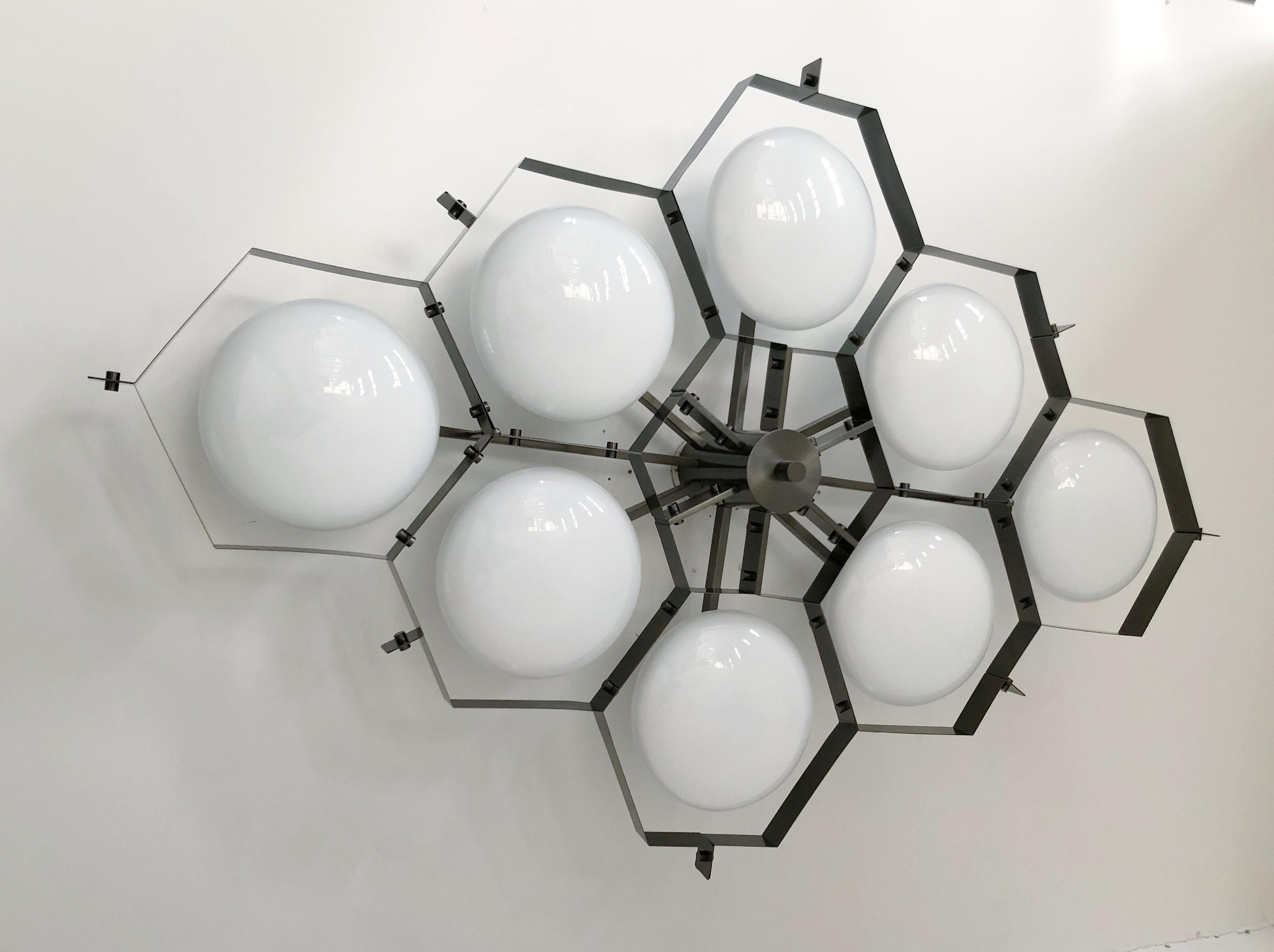 Blown Glass Beehive Flush Mount by Fabio Ltd For Sale