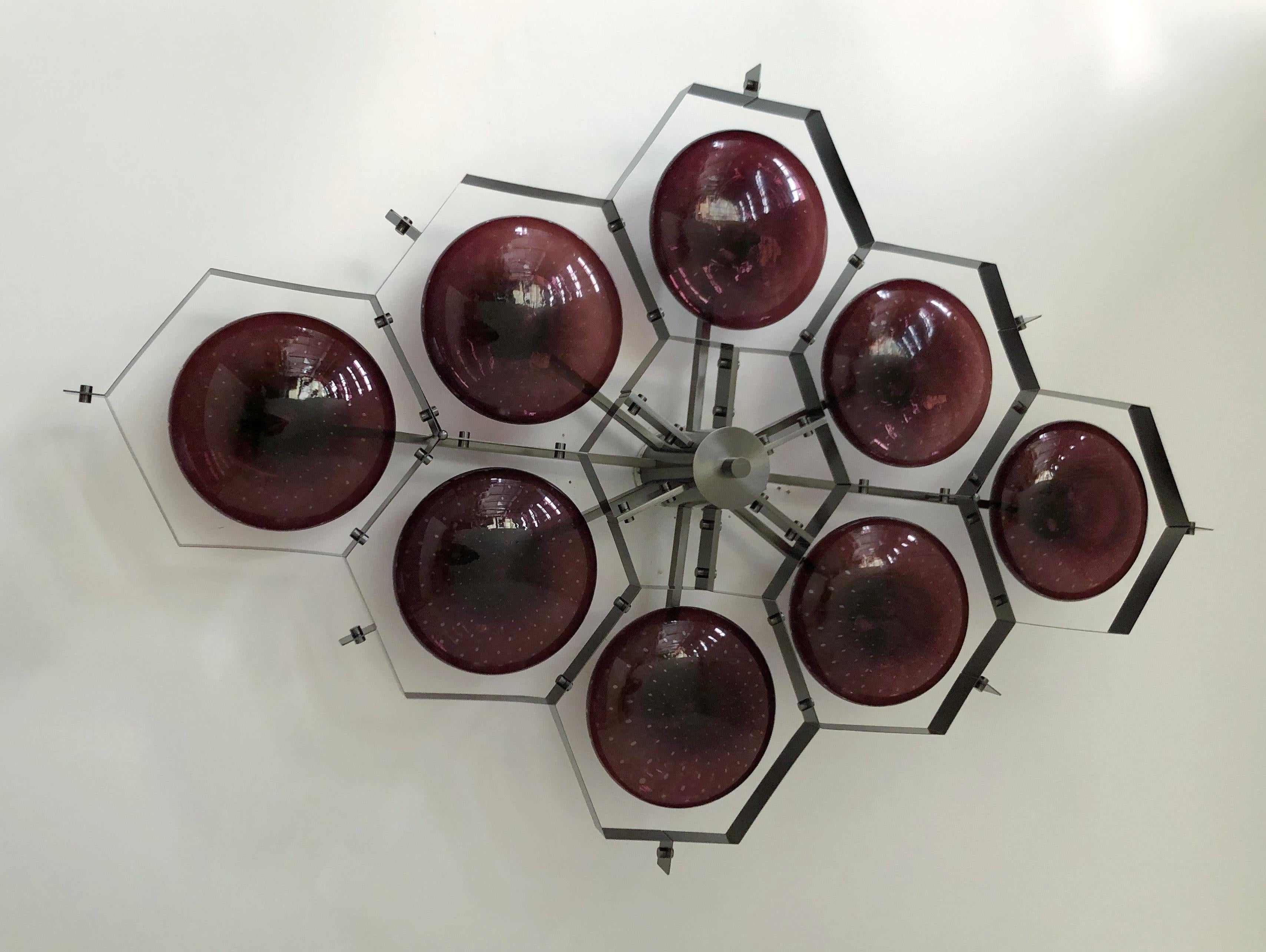 Blown Glass Beehive Flush Mount by Fabio Ltd For Sale