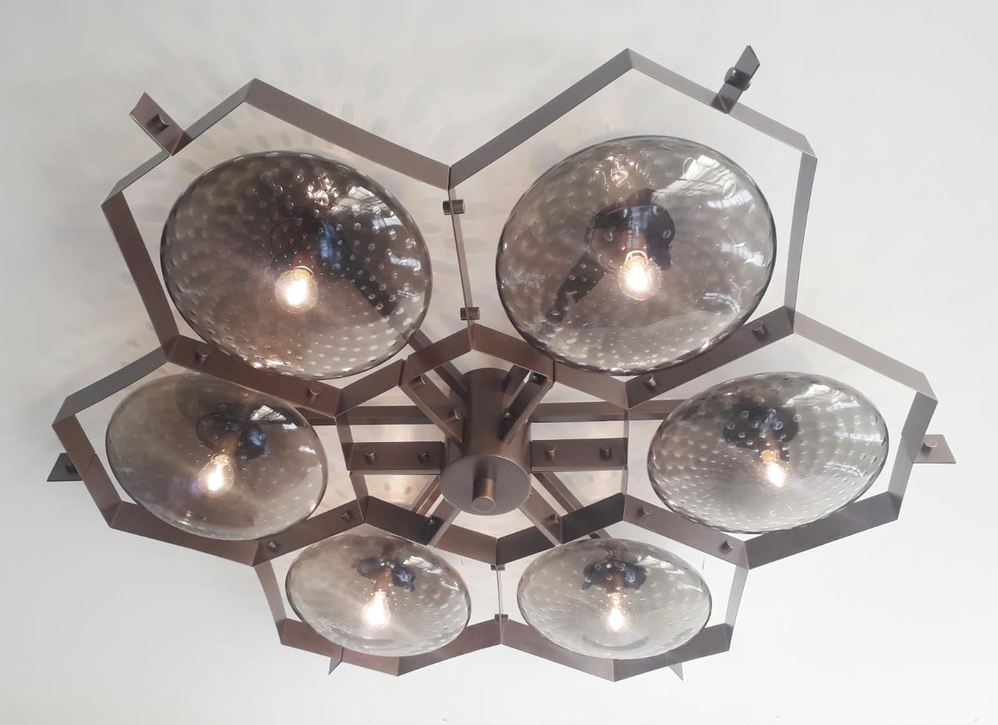 Mid-Century Modern Beehive Flush Mount by Fabio Ltd For Sale