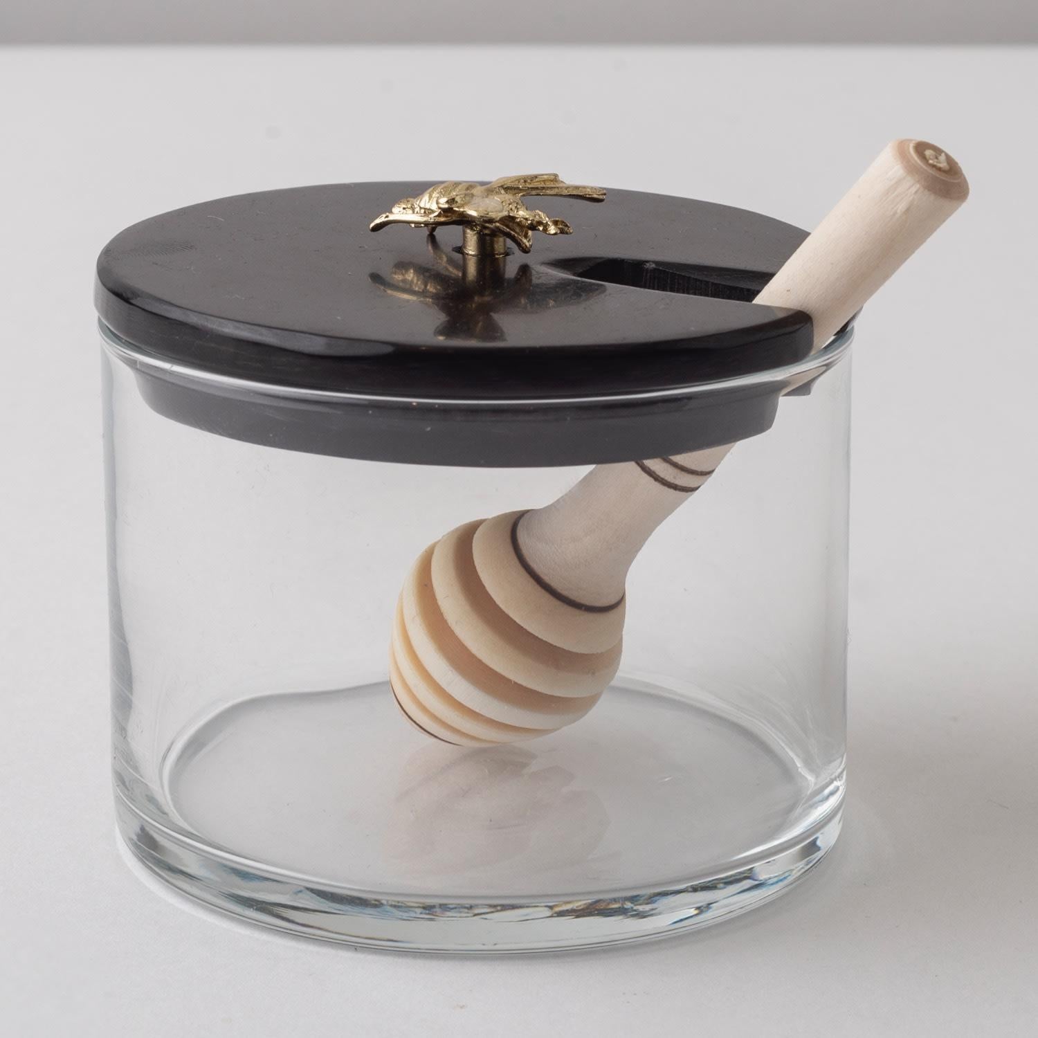 Bienenfisch-Glas, weißer Marmor und Metall Honigtopf (21. Jahrhundert und zeitgenössisch) im Angebot