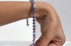 Beehive-inspired Bracelet: made 18K Gold with natural rubies and blue sapphires