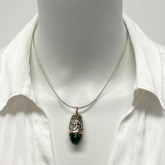 "Beehive Medusa" Sterling Silver Thimble Fob with Zoisite  & 14K Gold Fittings