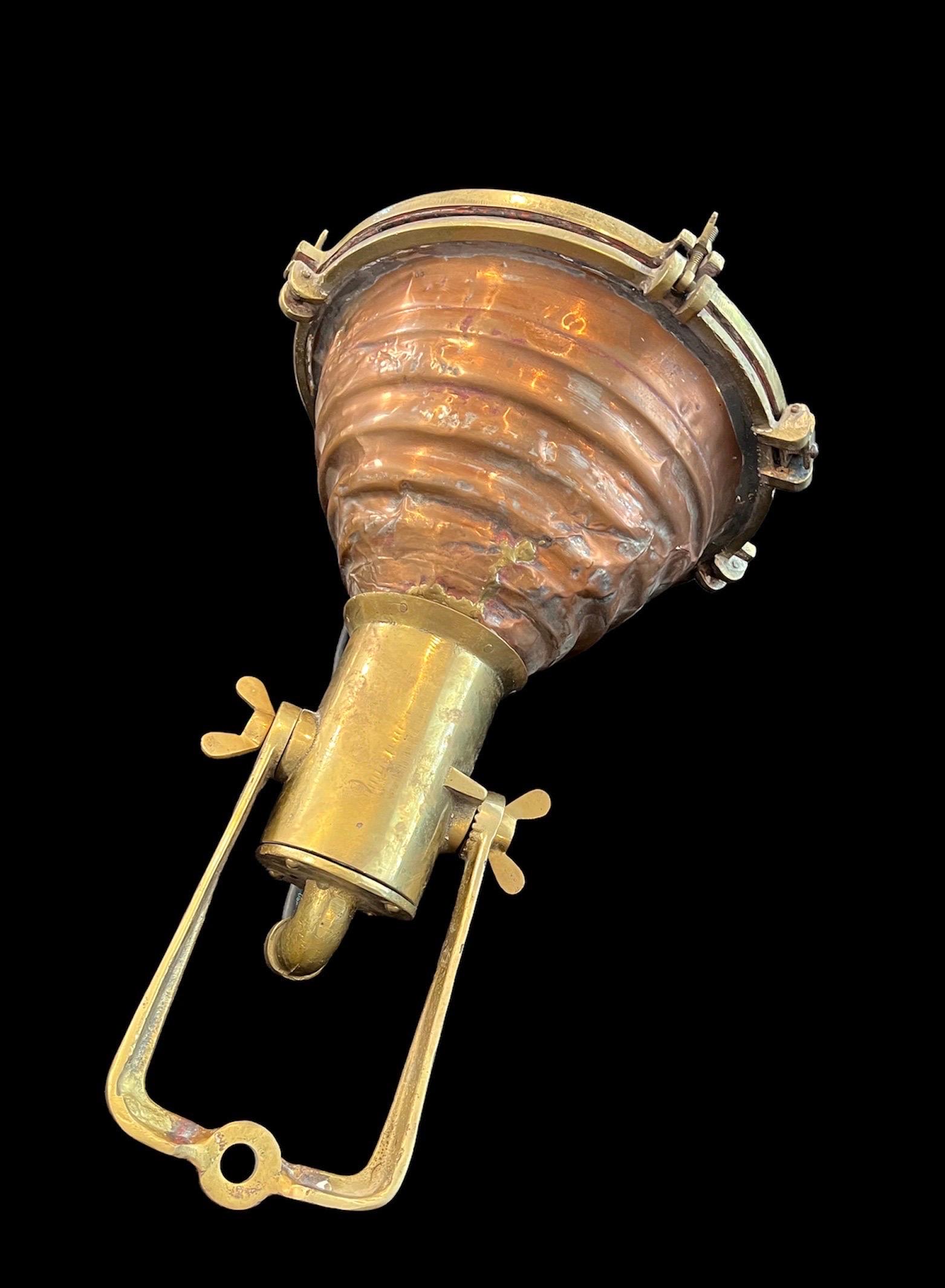 Beehive Nautical Brass & Copper Pendant Cargo Light 4