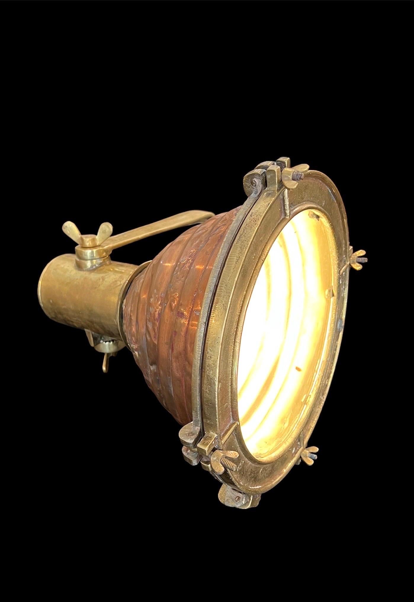 English Beehive Nautical Brass & Copper Pendant Cargo Light