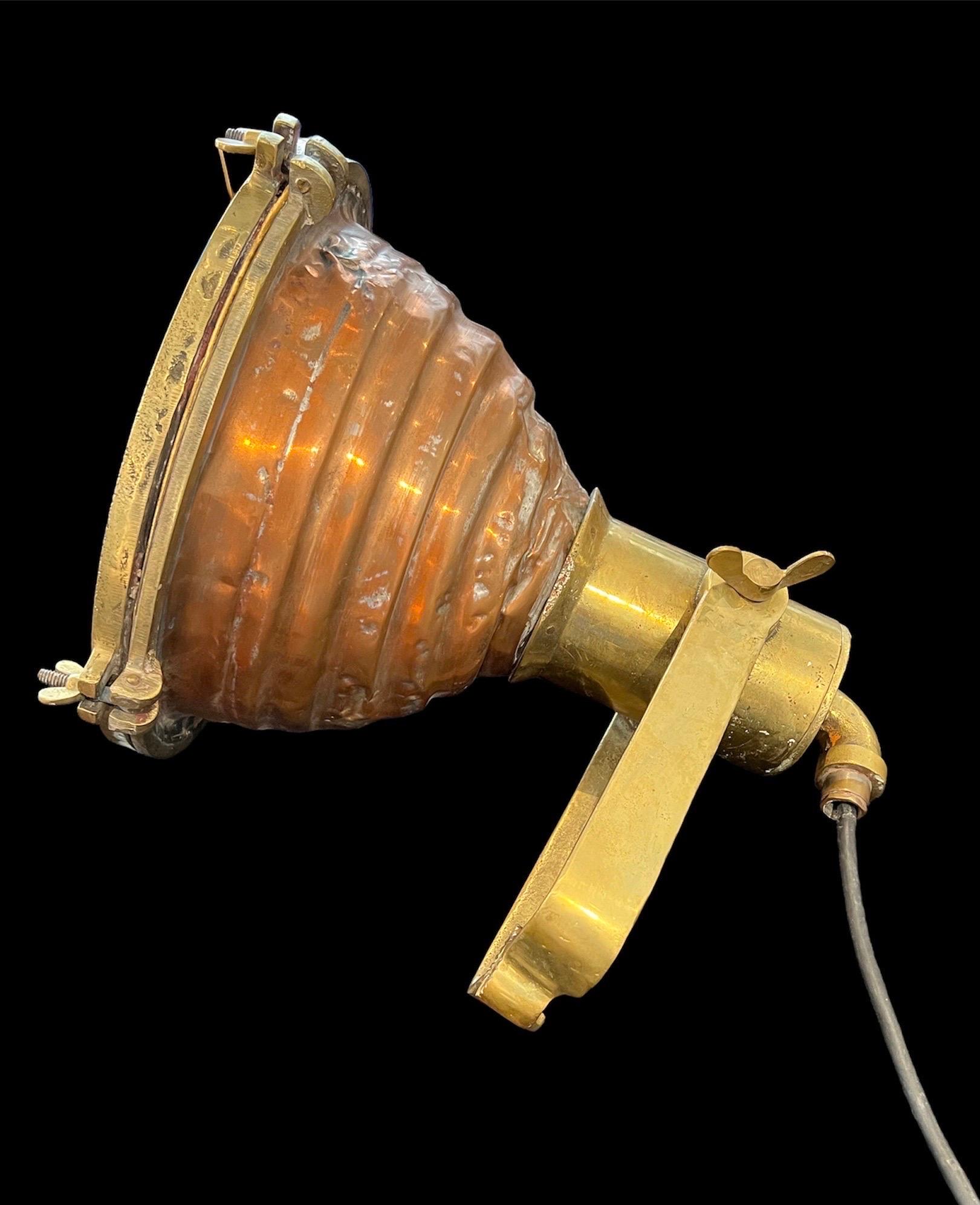 Patinated Beehive Nautical Brass & Copper Pendant Cargo Light