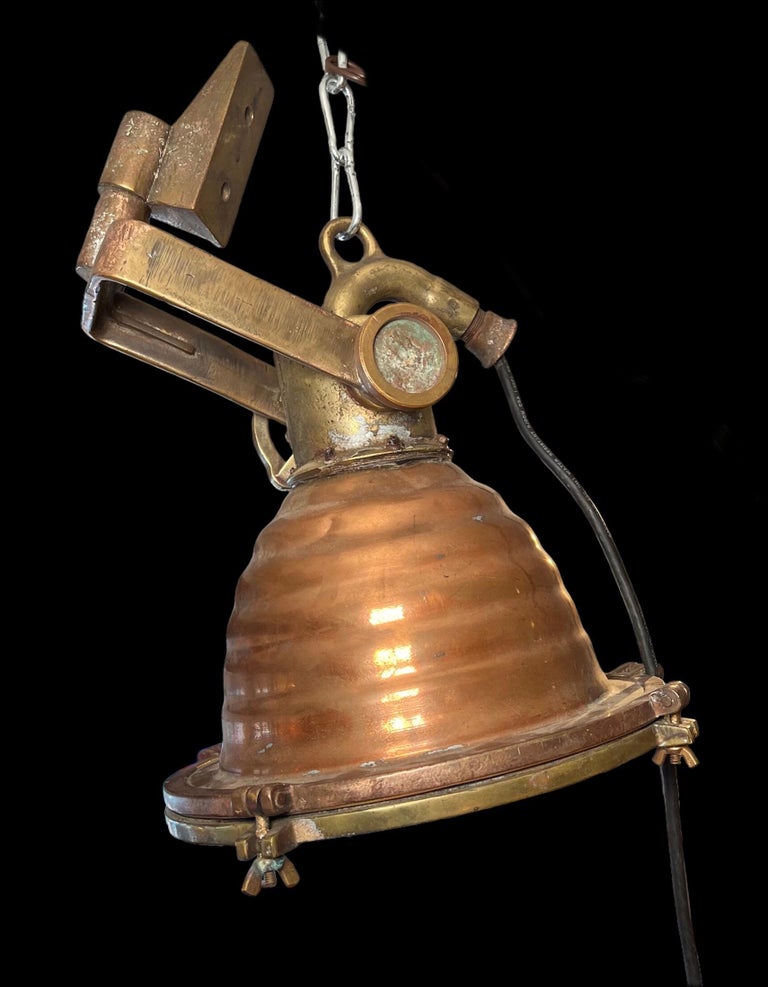 Beehive Nautical Brass & Copper Pendant Cargo Light For Sale 2