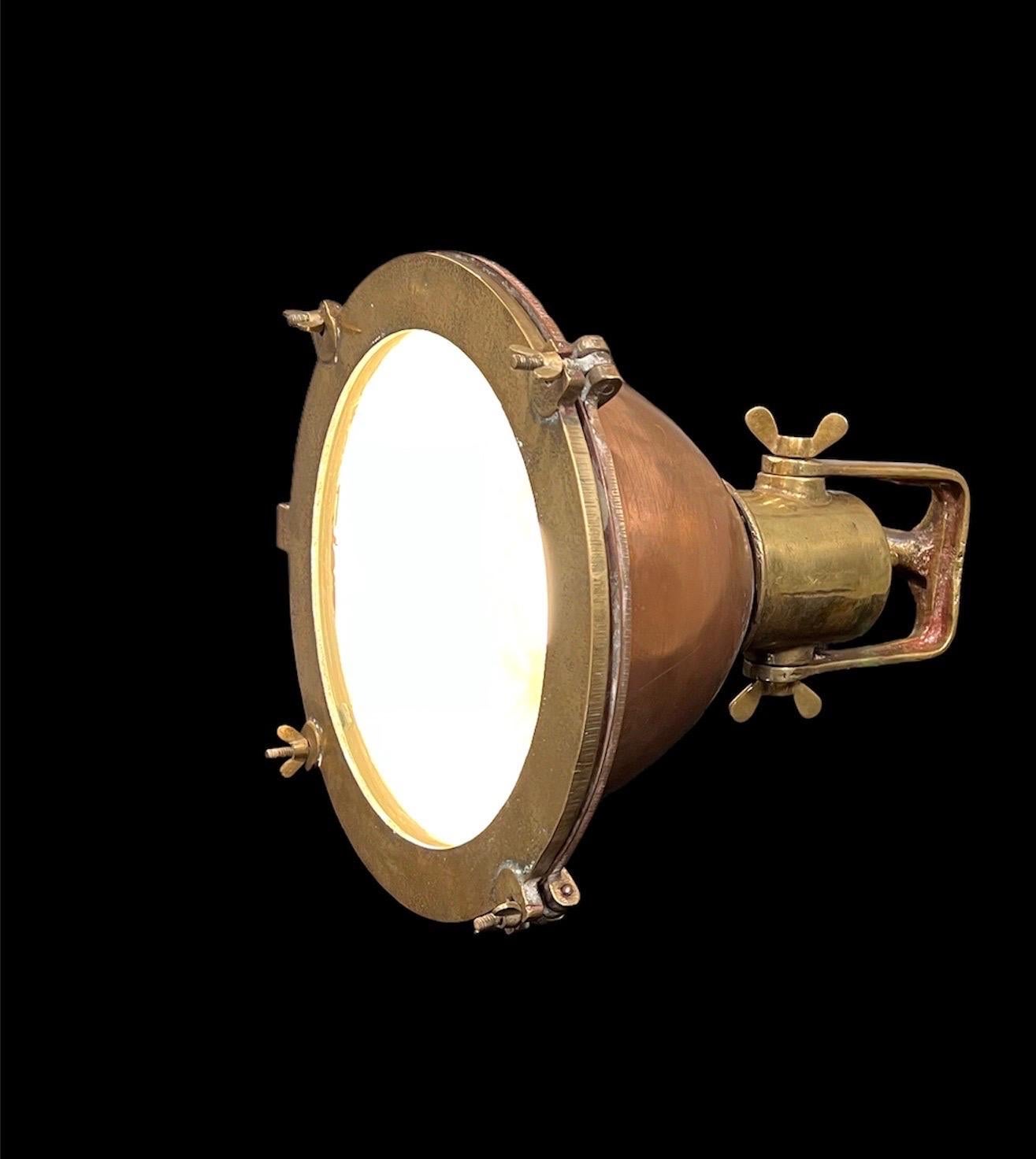 Beehive Nautical brass & copper pendant lamp.