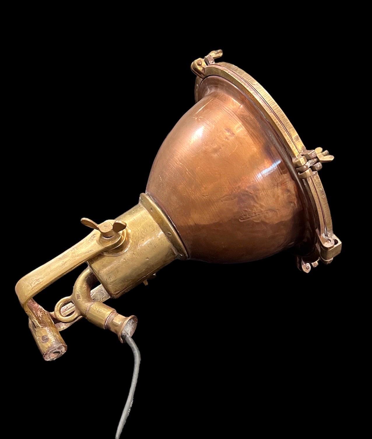 English Beehive Nautical Brass & Copper Pendant Lamp