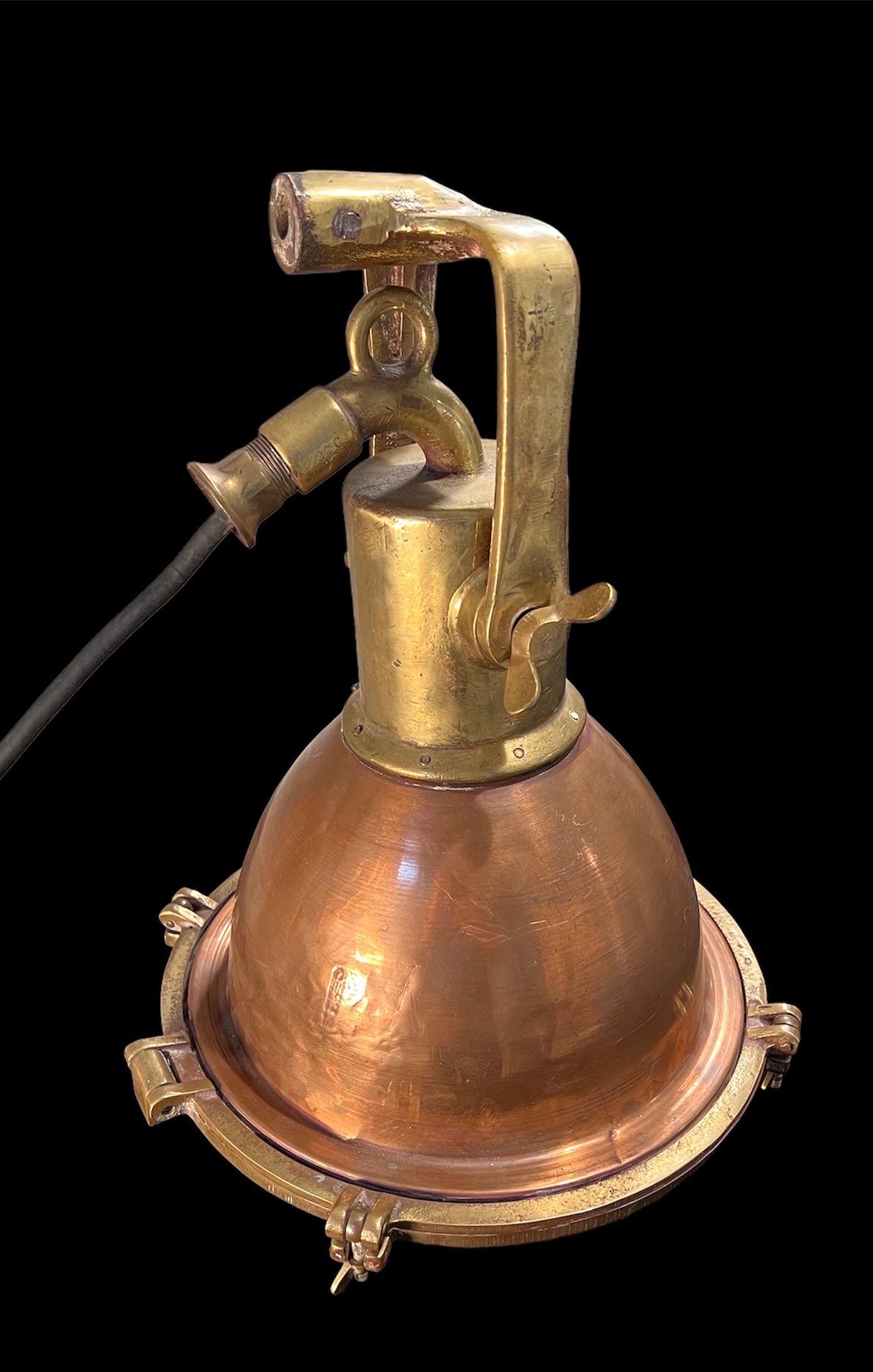Late 20th Century Beehive Nautical Brass & Copper Pendant Lamp