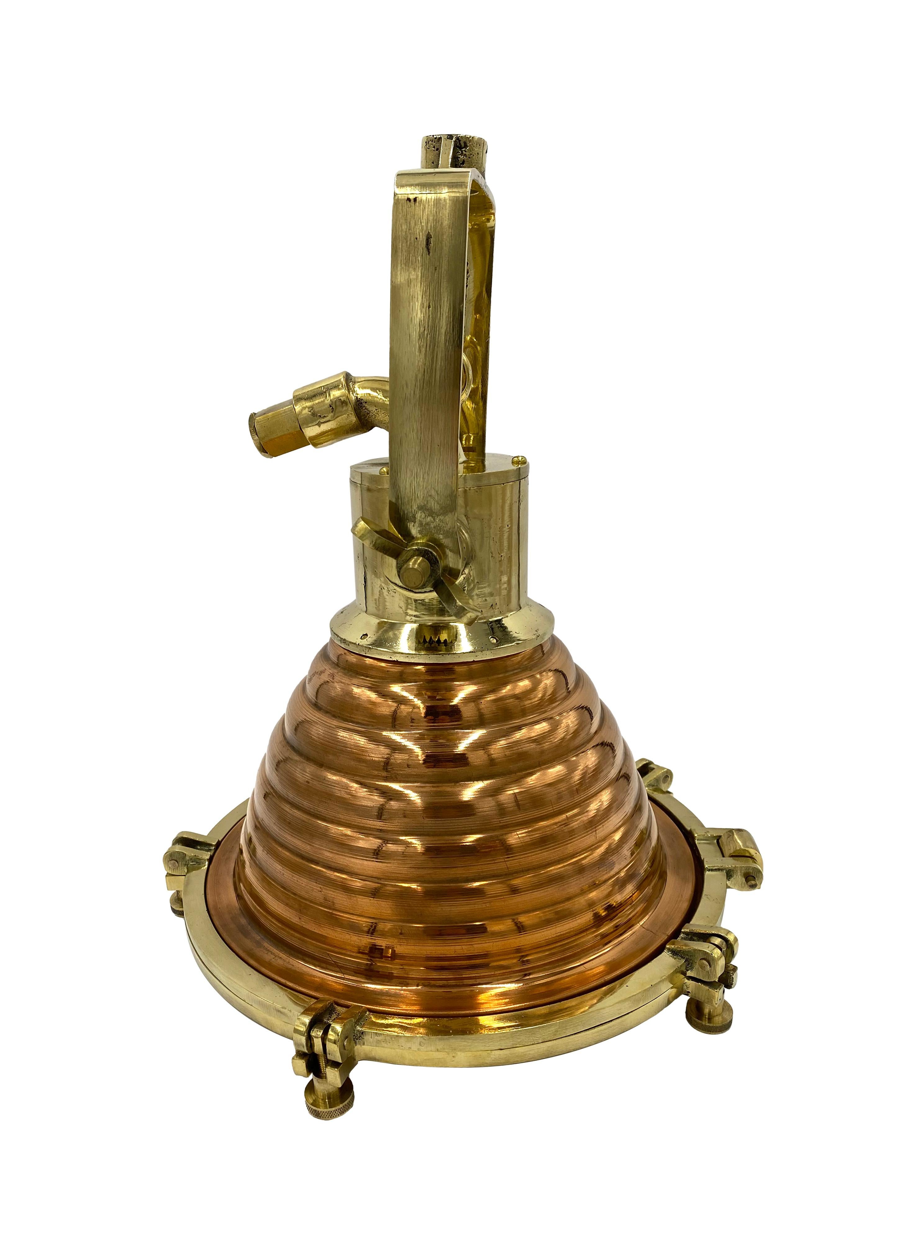 Industrial Beehive Nautical Pendant Fox Spot Pendant Light Copper & Brass by Wiska