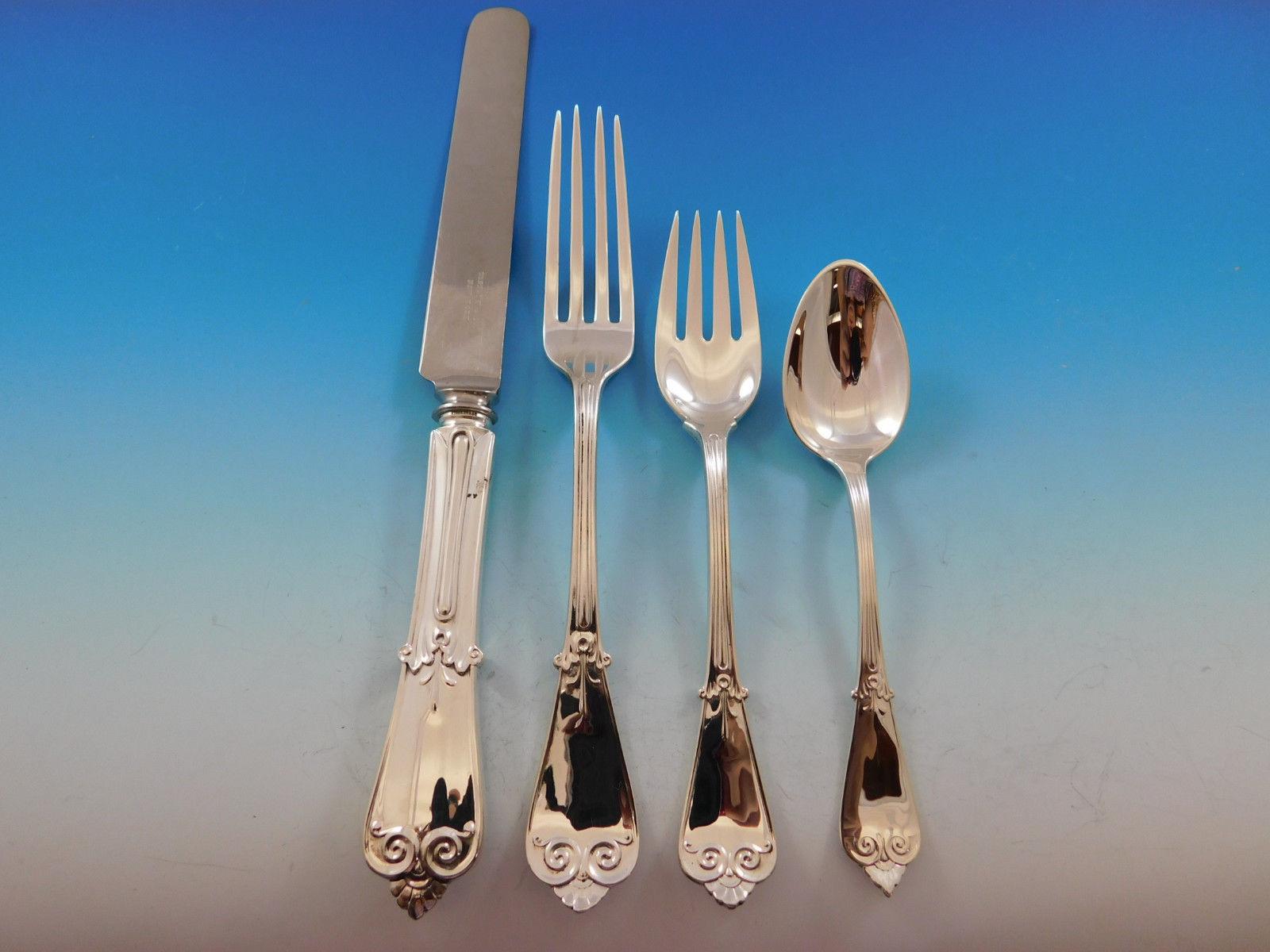 Dinner size Beekman by Tiffany & Co. sterling silver flatware set - 63 pieces. This set includes:

12 large banquet size knives, 10 1/2