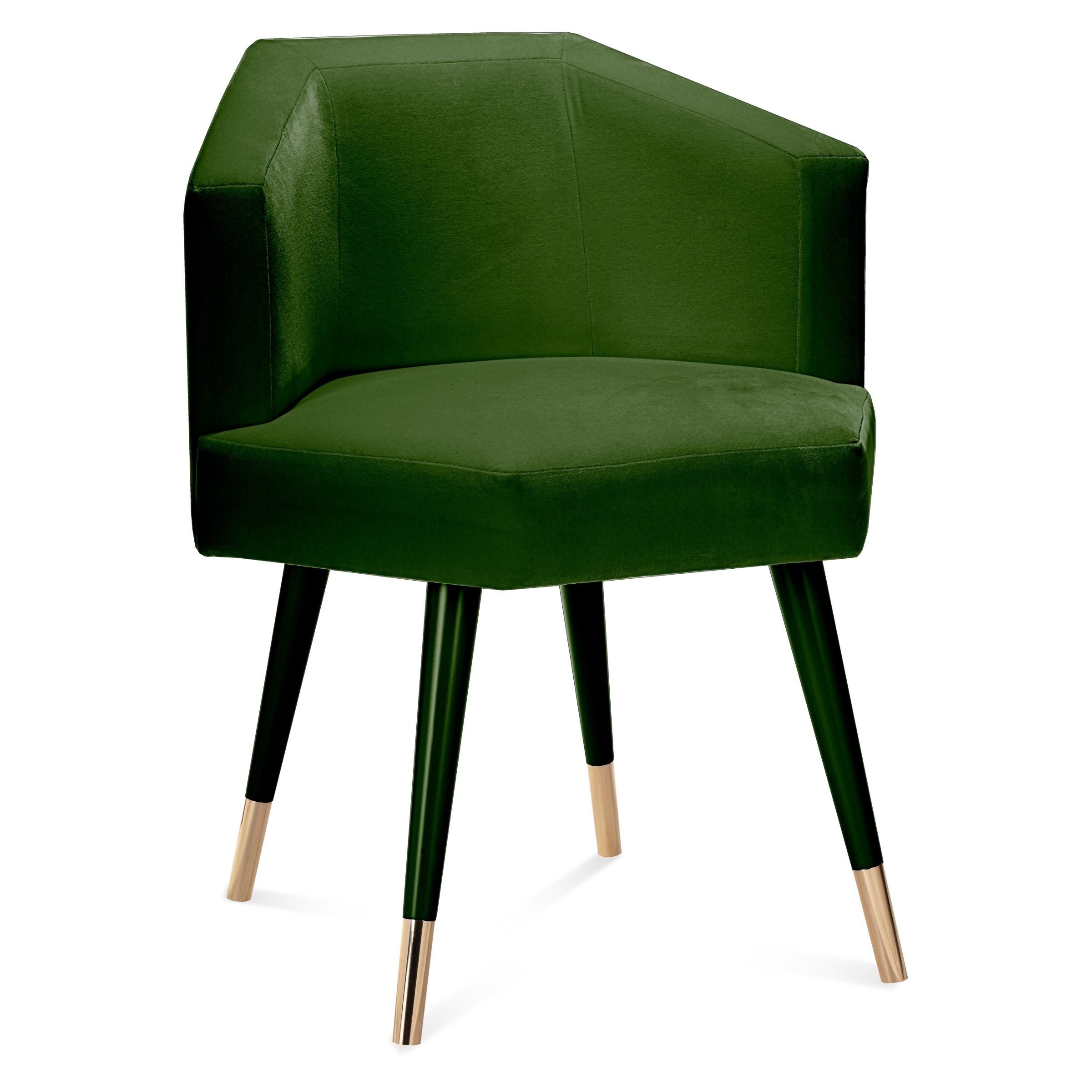 Beelicious Chair is a sweet and gentle version of The Hive Chair.
Its straight lines and volumes give way to a comfortable chair that connects with the floor in a swung circular motion.

AS PICTURED
Upholstery: Cotton velvet
Legs: Lacquered wood