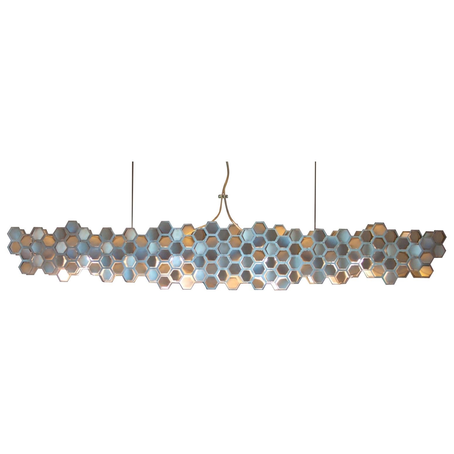 Beeline Linear Chandelier in Stainless Steel by David D’Imperio For Sale