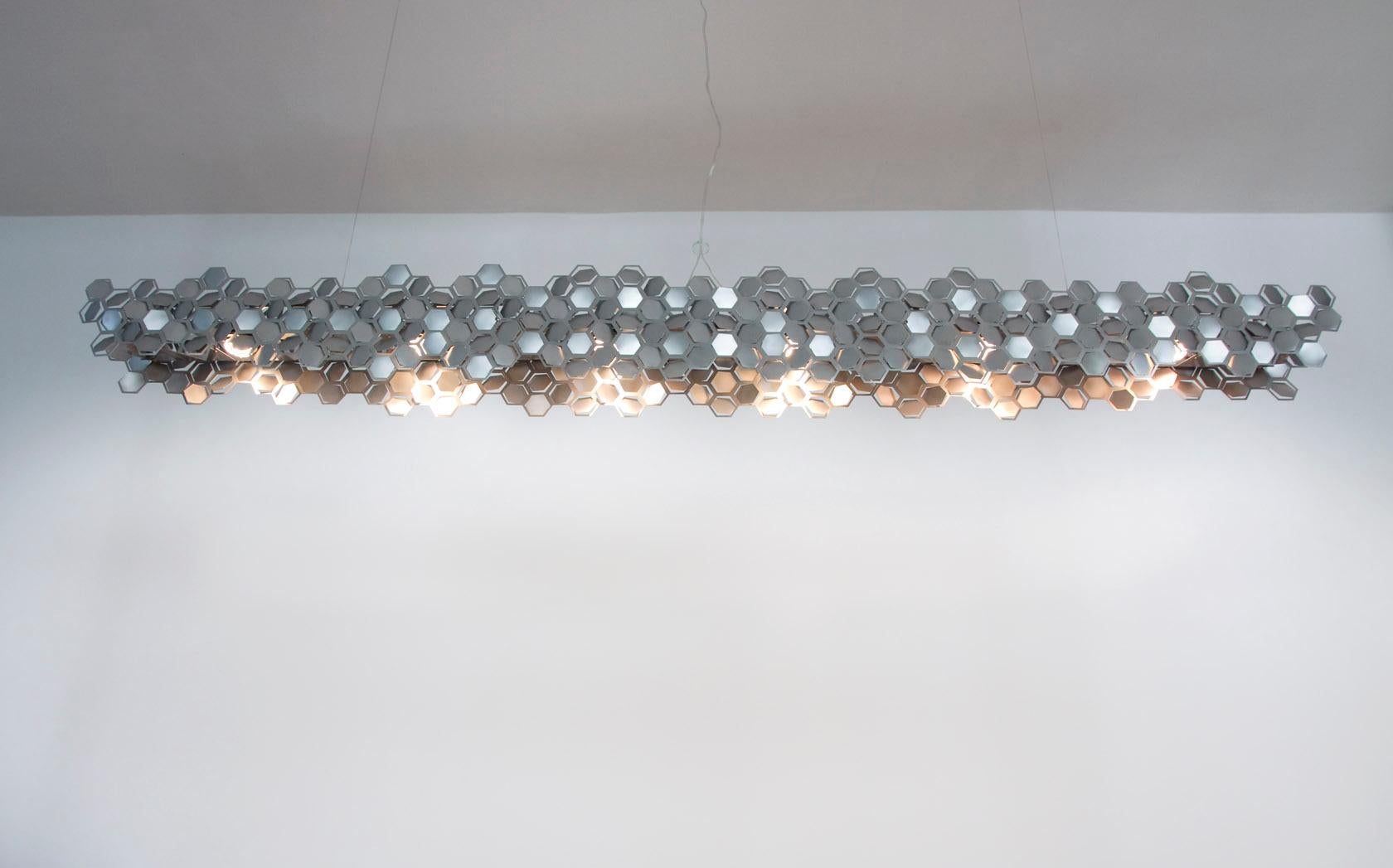 Beeline 70” Linear Chandelier in Stainless Steel by David D’Imperio In New Condition For Sale In Deland, FL