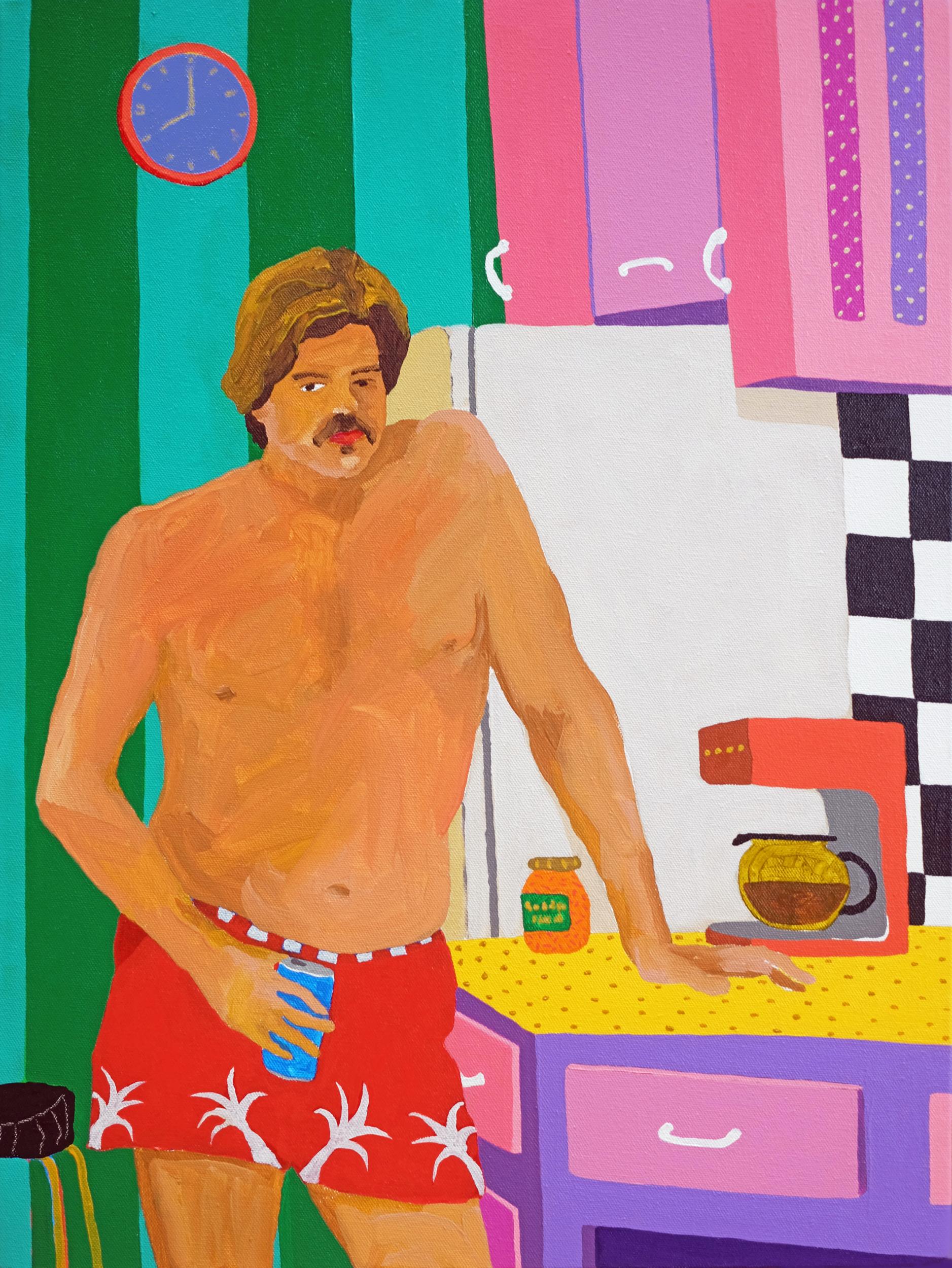Modern 'Beer For Breakfast, Headache for Lunch' Portrait Painting by Alan Fears Pop Art For Sale