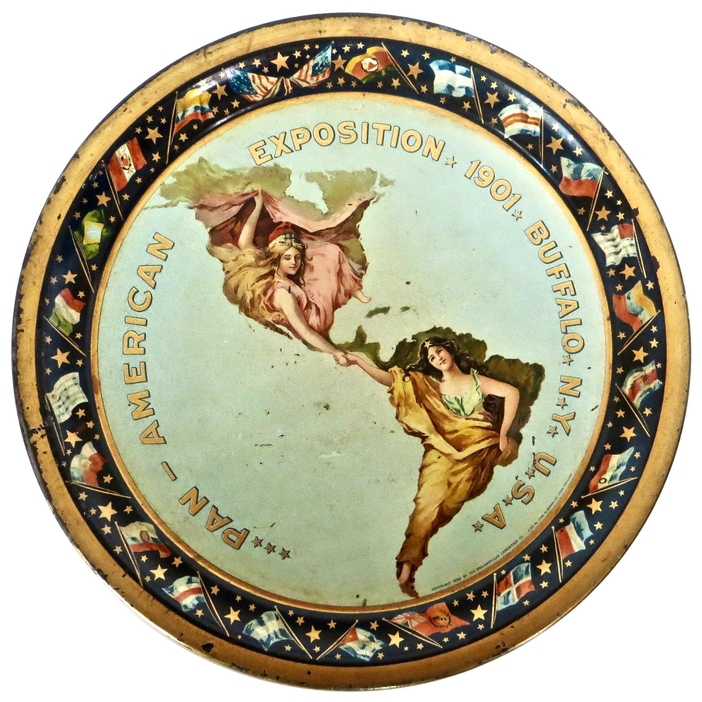 Plateau de service à bière « Pan American Exposition »  Buffalo, N.Y. Daté de 1901 en vente
