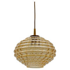 Bee's Nest Amber Glass Pendant Lamp, 1960s Germany