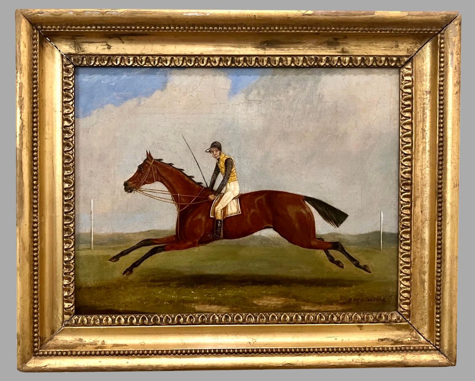 An oil on canvas by English equestrian artist Henry Cottrell, depicting the racehorse Bees Wing winner of the Donchester race in 1840. Signed lower left H. Cottrell and titled lower right Bees Wing. Extensive period documentation accompanies the
