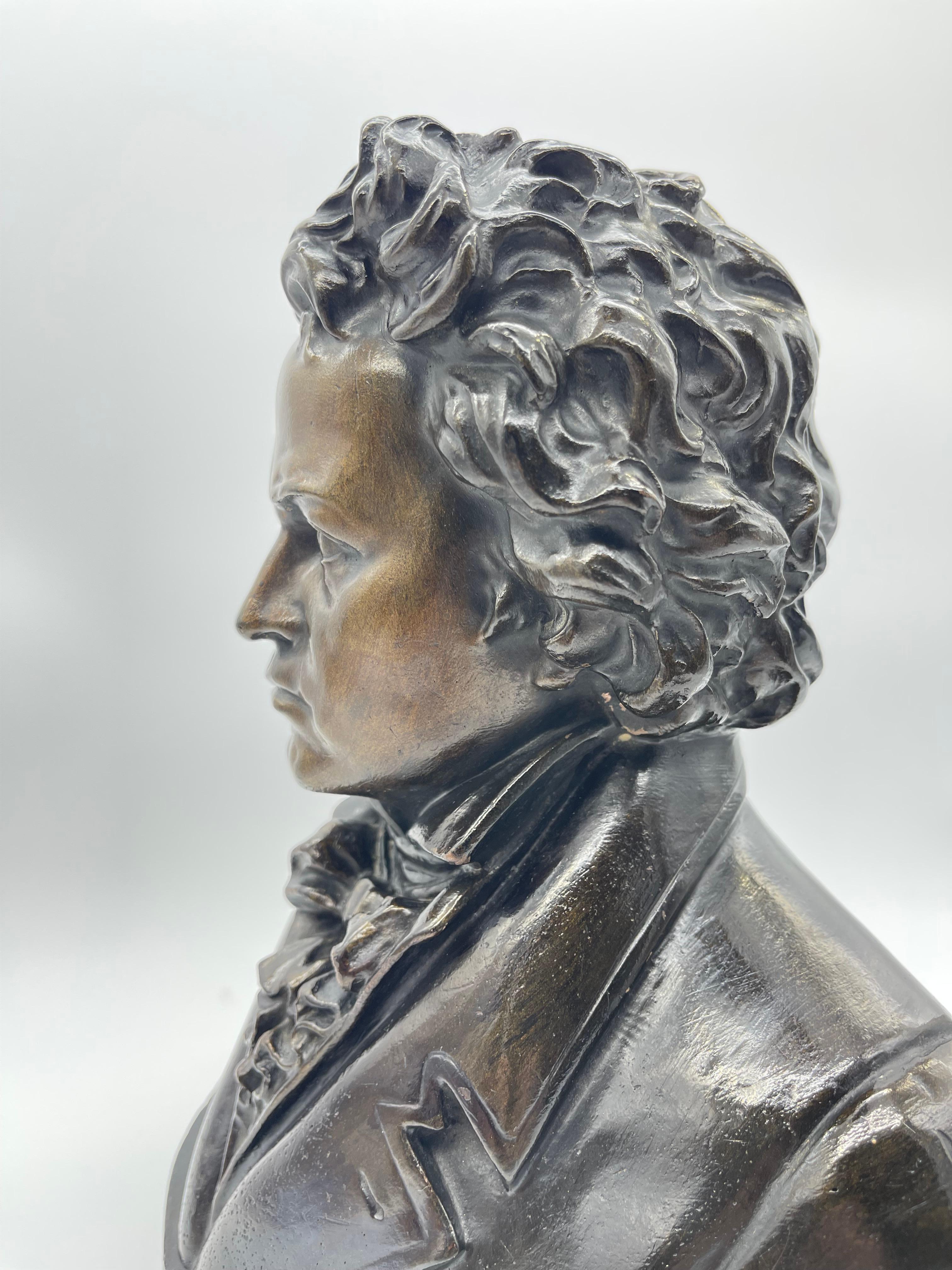 Busto di Beethoven in terracotta con splendida patina di bronzo in vendita 5