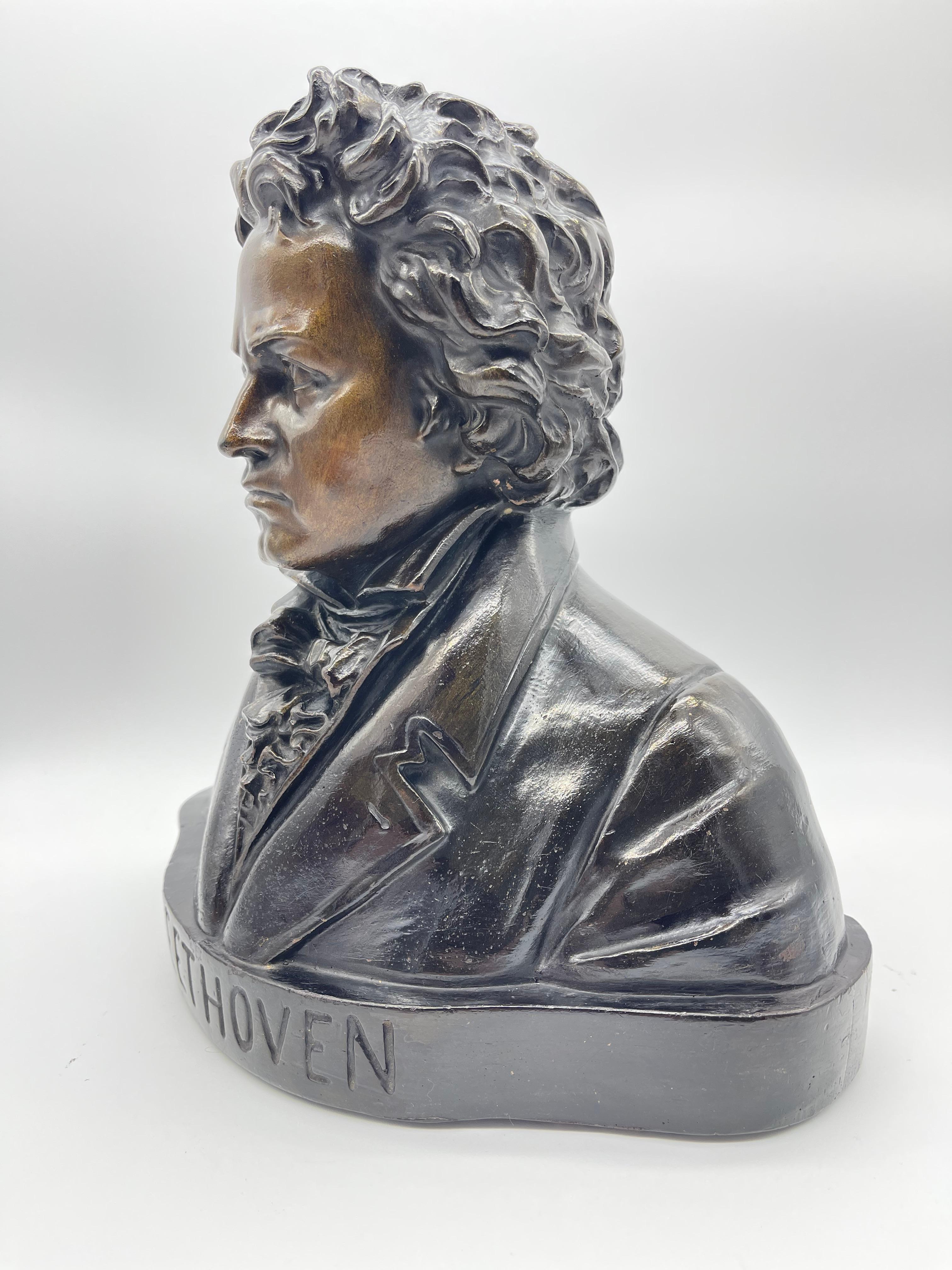 Busto di Beethoven in terracotta con splendida patina di bronzo in vendita 6