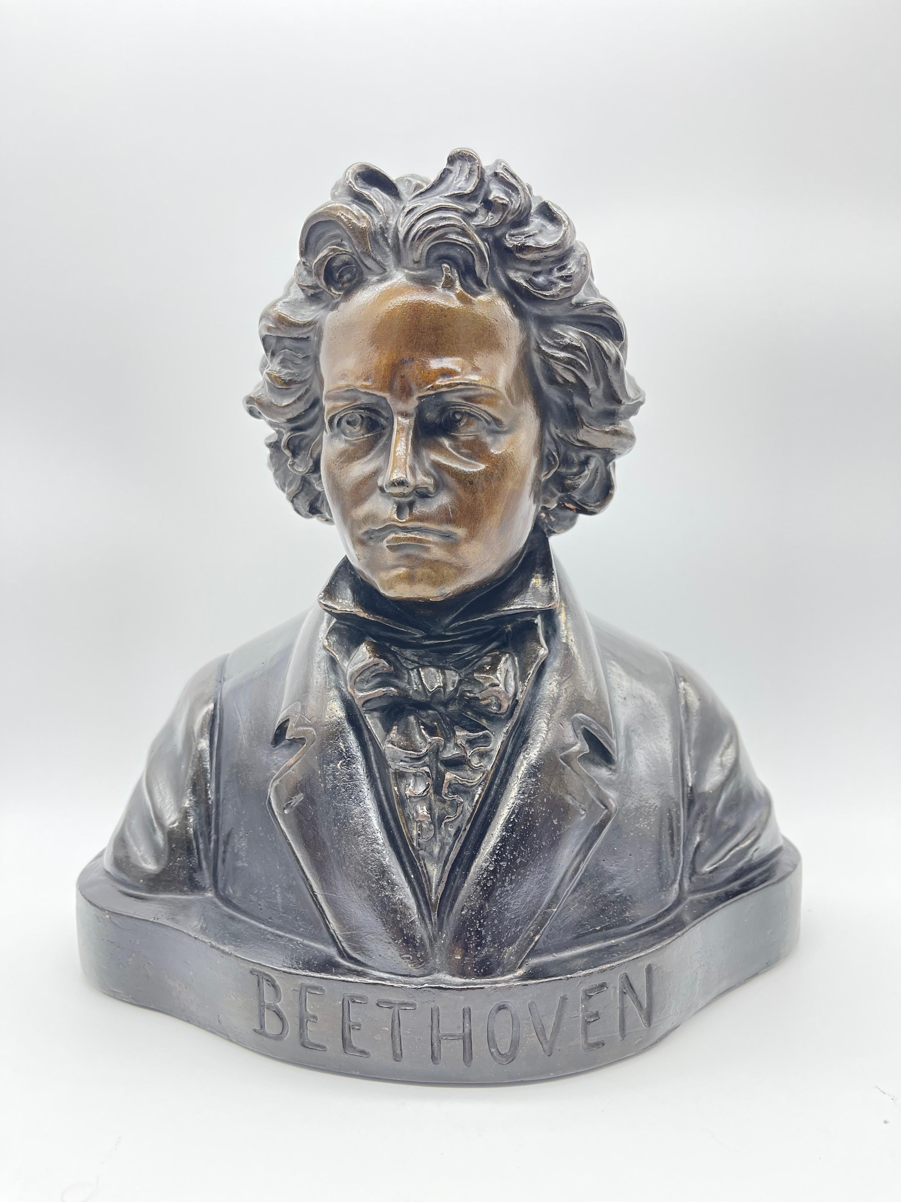 Busto di Beethoven in terracotta con splendida patina di bronzo in vendita 7