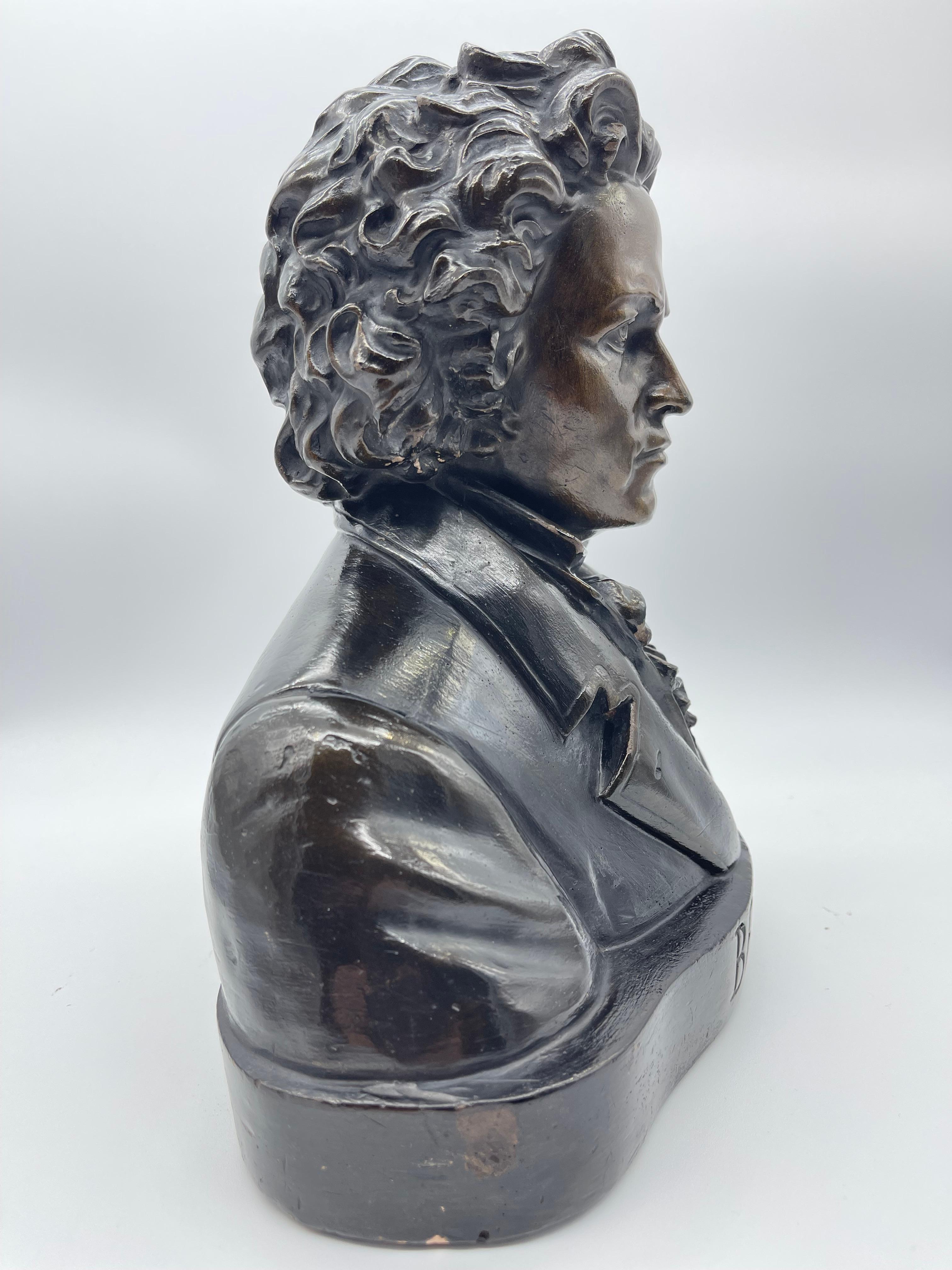 Terracotta Busto di Beethoven in terracotta con splendida patina di bronzo in vendita