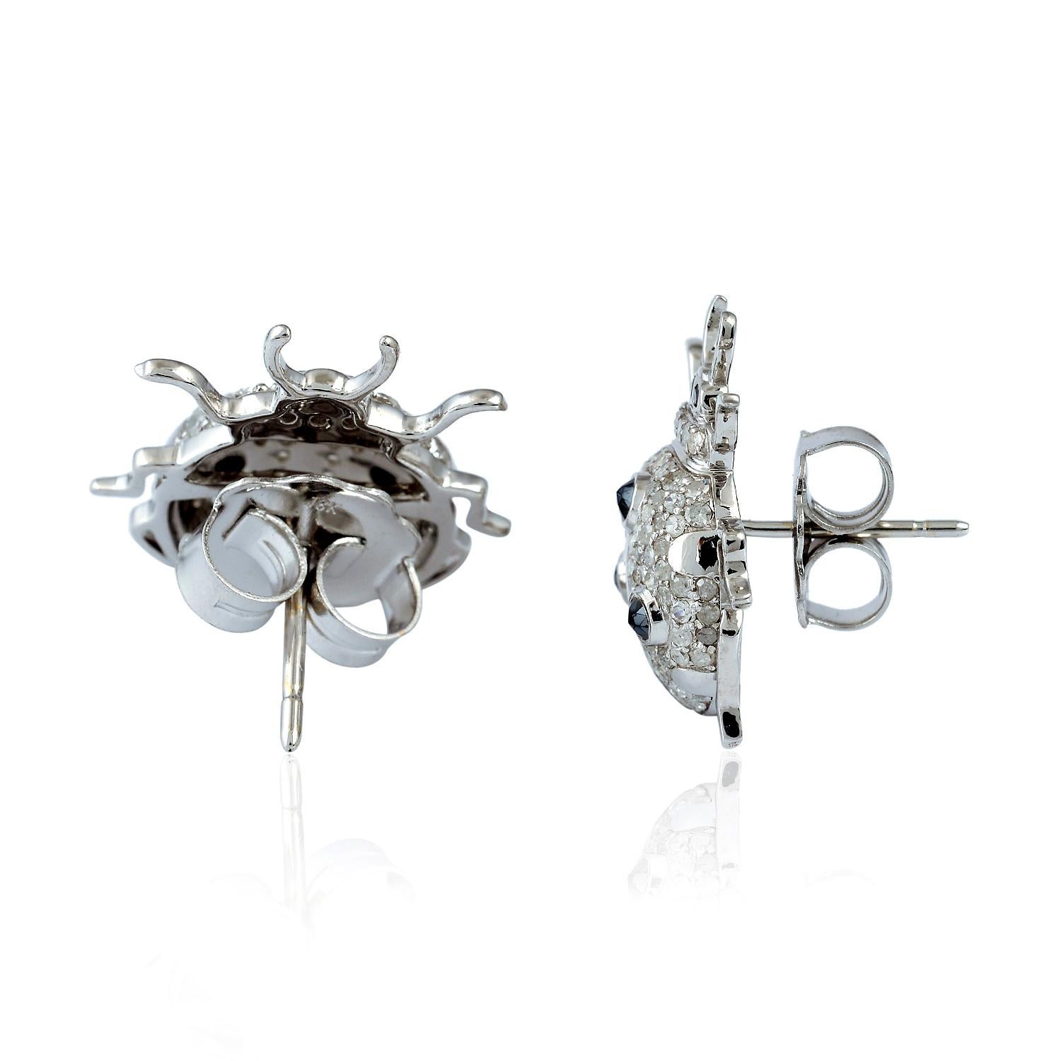 Cast in 18K gold and sterling silver.  This beetle stud earrings are set in .45 carats black spinel and 0.92 carats of sparkling diamonds.

FOLLOW  MEGHNA JEWELS storefront to view the latest collection & exclusive pieces.  Meghna Jewels is proudly