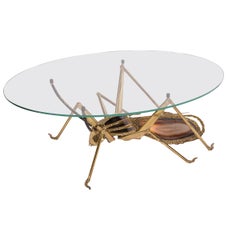 Beetle Cicada Illuminating Coffee Table by Henri Fernandez, circa 1970