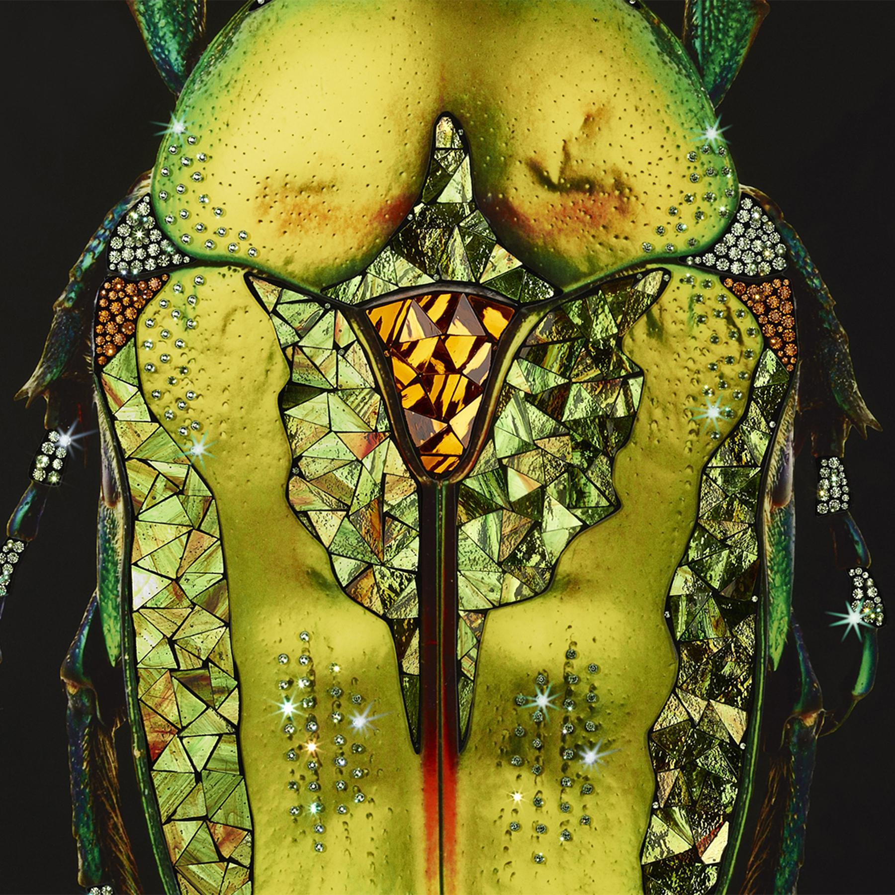Intagliato Decorazione da parete con cristalli di scarabeo in vendita