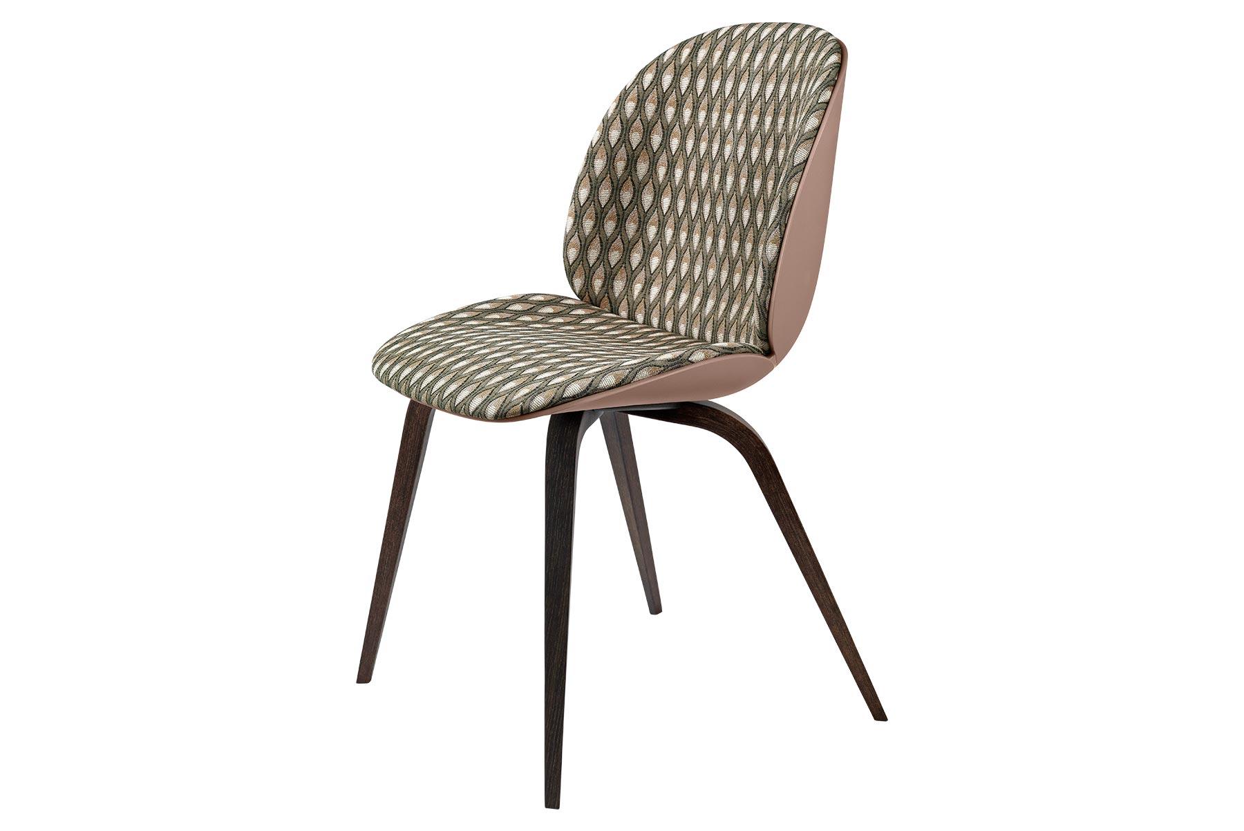 Danish Beetle Dining Chair, Front Upholstered, Black Stained Beech For Sale