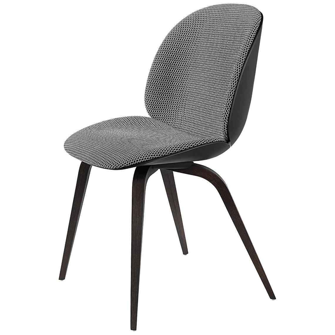 Beetle Dining Chair, Front Upholstered, Black Stained Beech For Sale