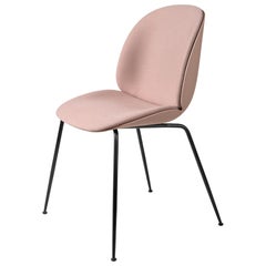 Beetle Dining Chair, Front Upholstered, Conic Base, Matte Black 