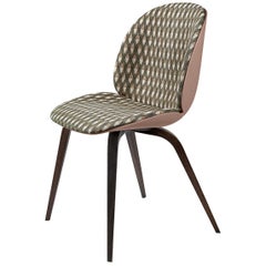 Silla de comedor Beetle, tapizado frontal, roble ahumado