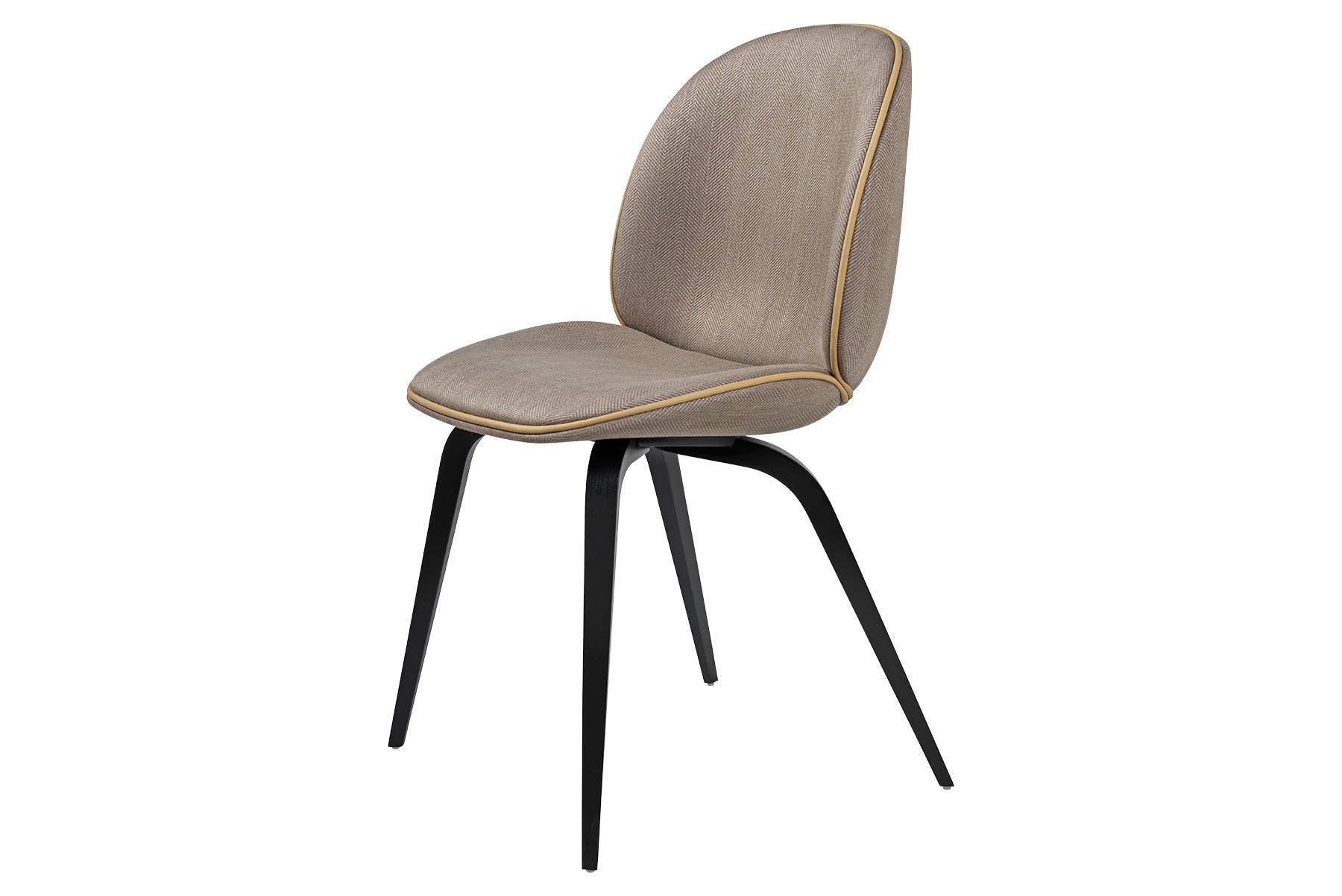 Blackened Beetle Dining Chair, Fully Upholstered, American Walnut For Sale