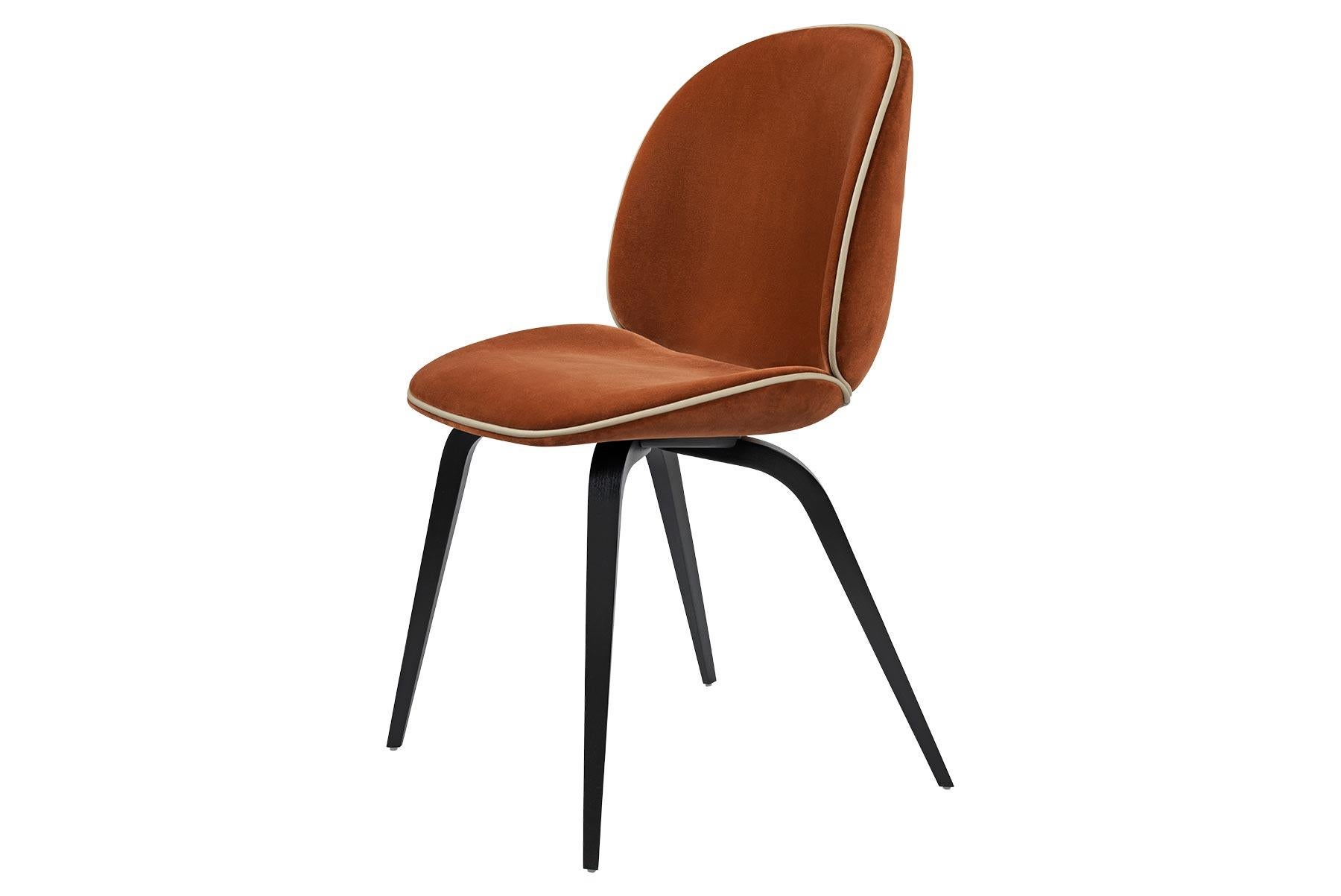 Danish Beetle Dining Chair, Fully Upholstered, Black Stained Beech For Sale