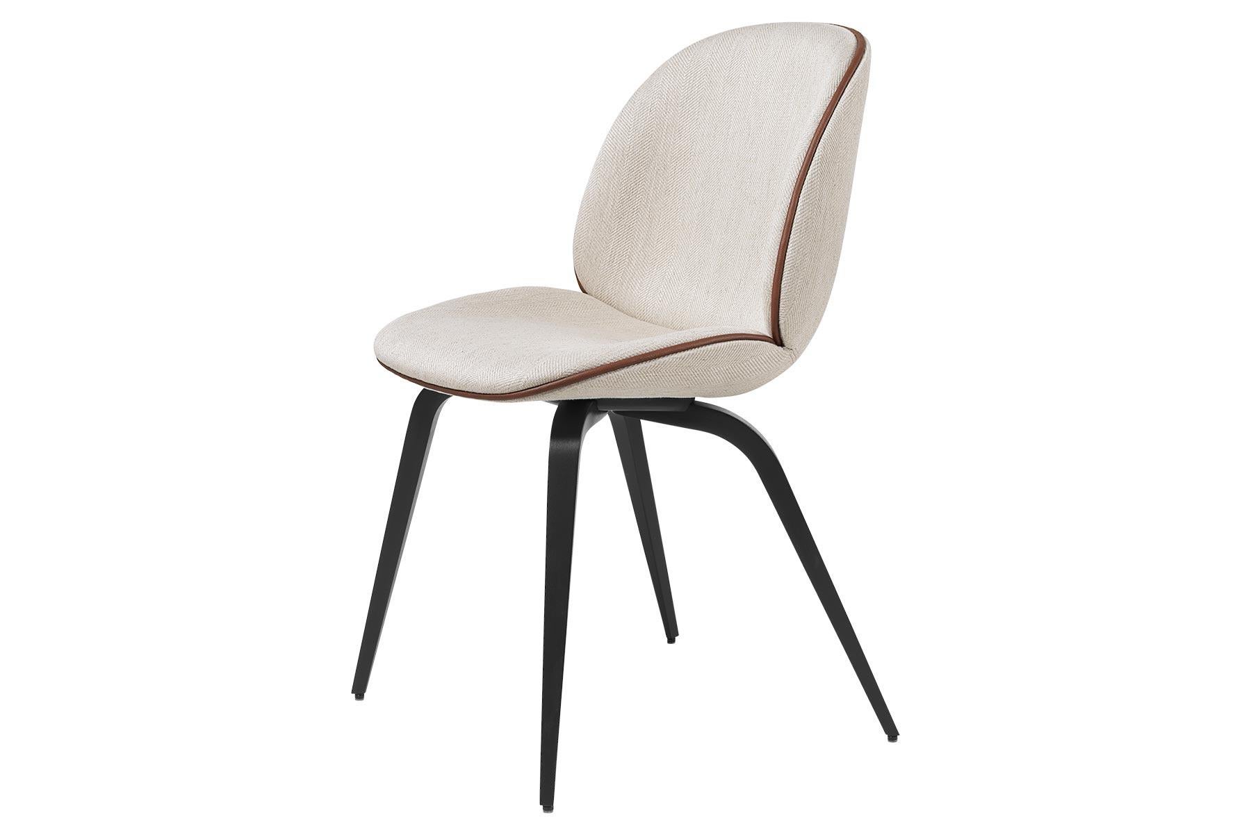 Contemporary Beetle Dining Chair, Fully Upholstered, Black Stained Beech For Sale