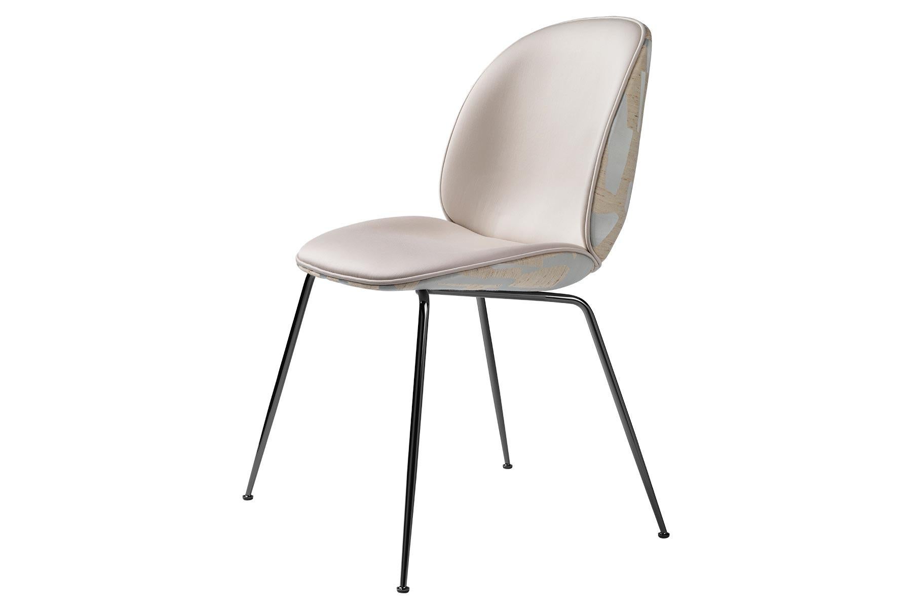 Beetle Dining Chair, Fully Upholstered, Conic Base, Black Chrome In New Condition For Sale In Berkeley, CA