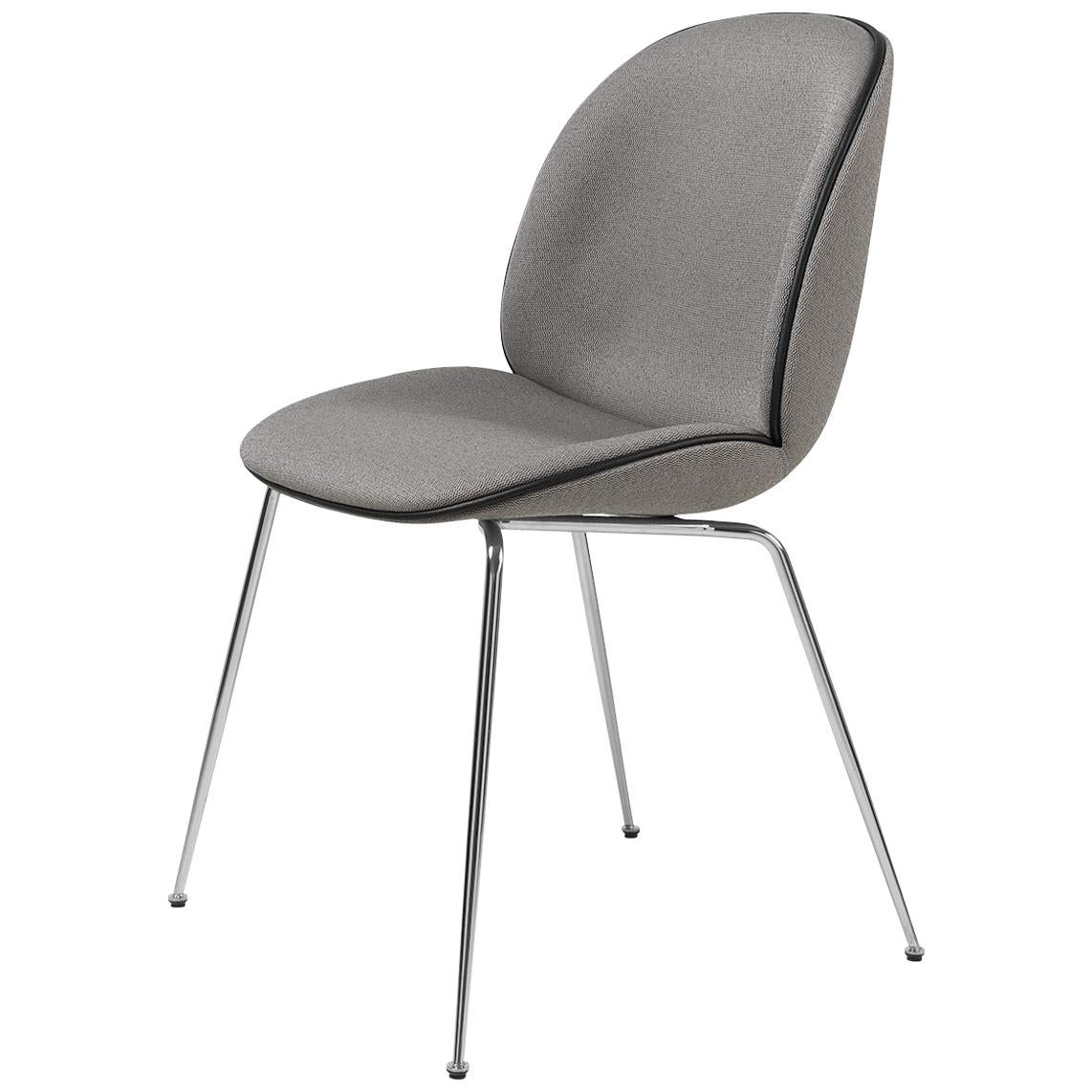 Beetle Dining Chair, Fully Upholstered, Conic Base, Chrome